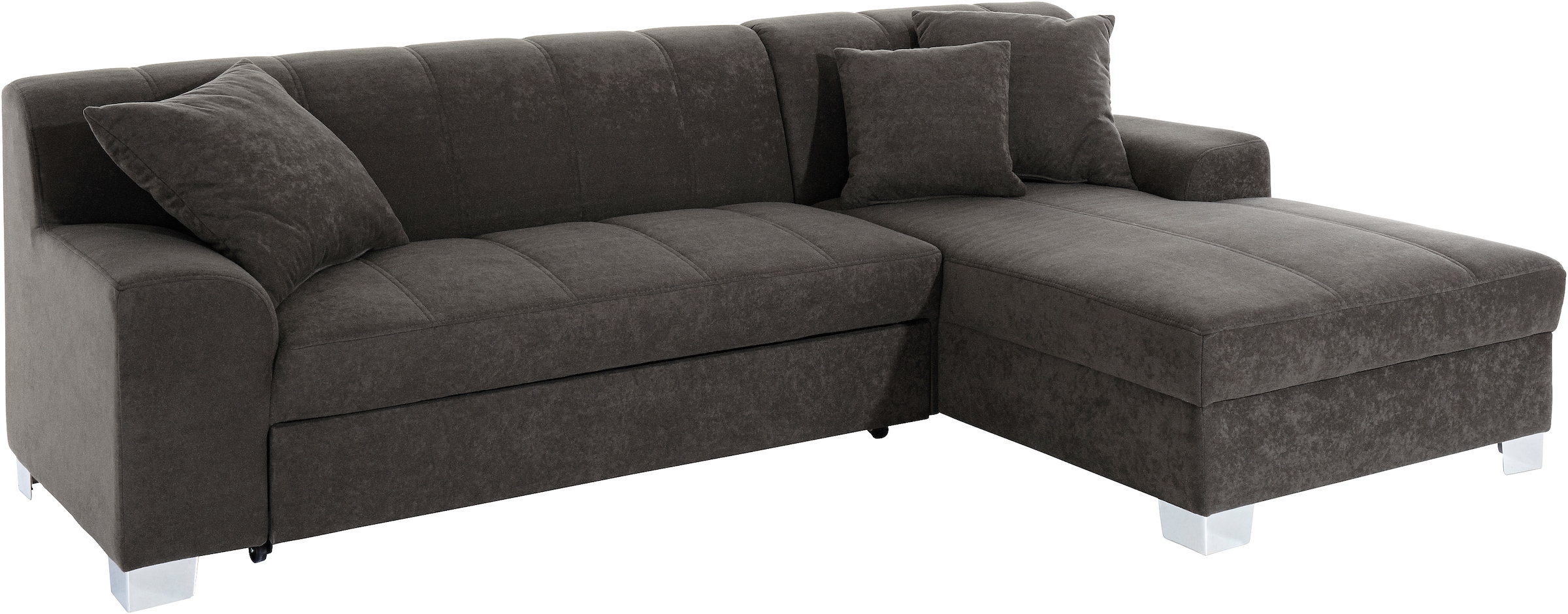 INOSIGN Ecksofa »Turah incl. Zierkissen, moderne Steppung, auch in Leder«, wahlweise mit Bettfunktion, Schlafsofa, B/T/H: 239/152/75 cm, L-Form