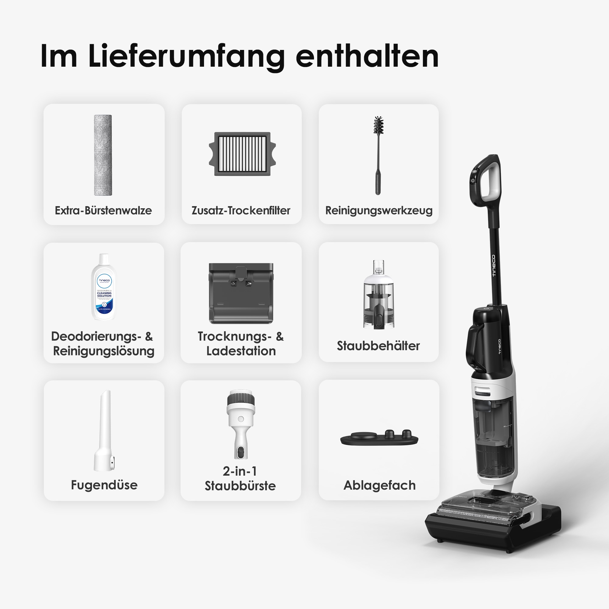 Tineco Nass-Trocken-Sauger »FLOOR ONE Switch i5 Stretch, 85°C Heißluft-Trocknung,  Handstaubsauger« Nass-Trocken-Sauger mit optionalem Handstaubsauger (inkl. Aufsätze)