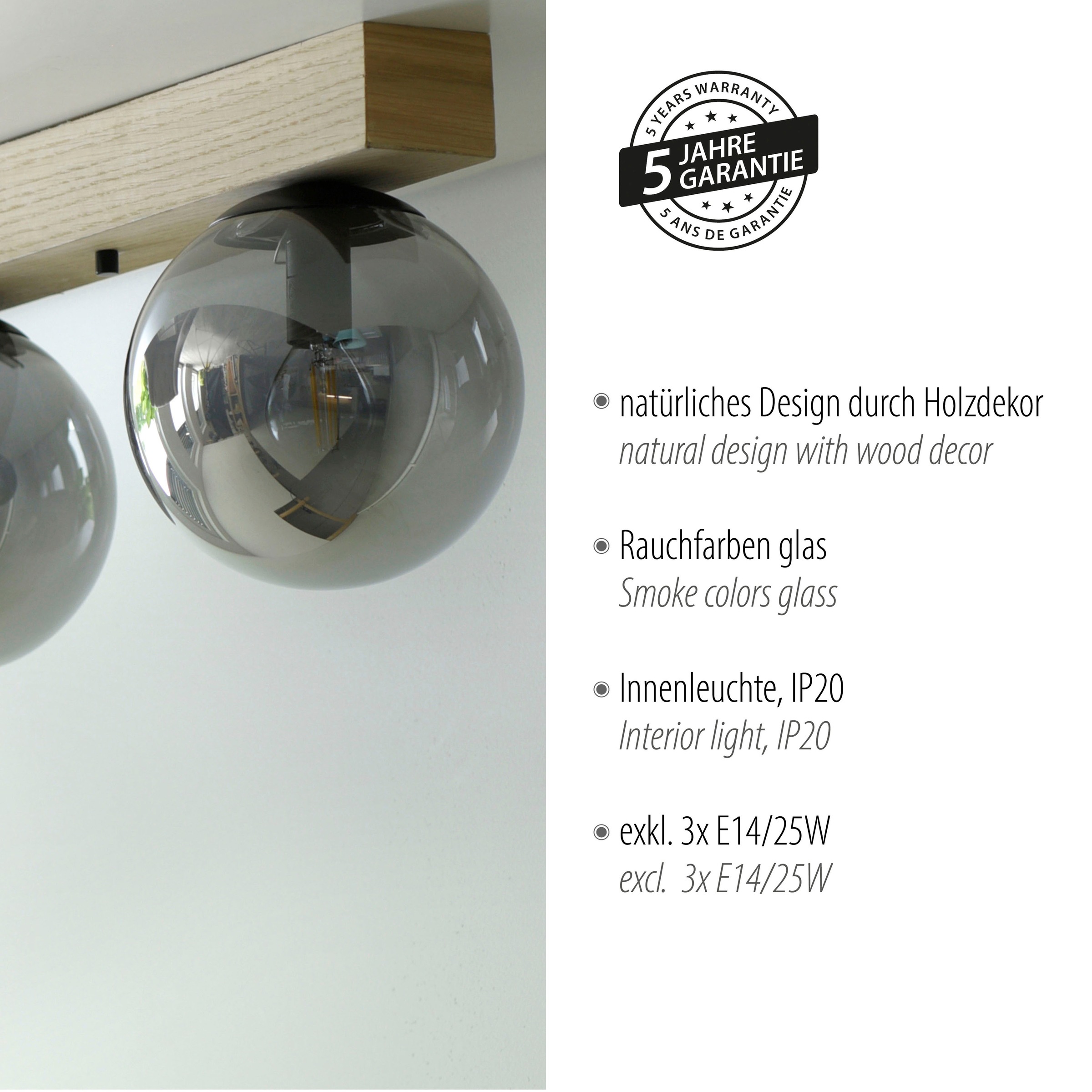 JUST LIGHT Deckenleuchte »GREEN WIDO« E14 1 Stk.