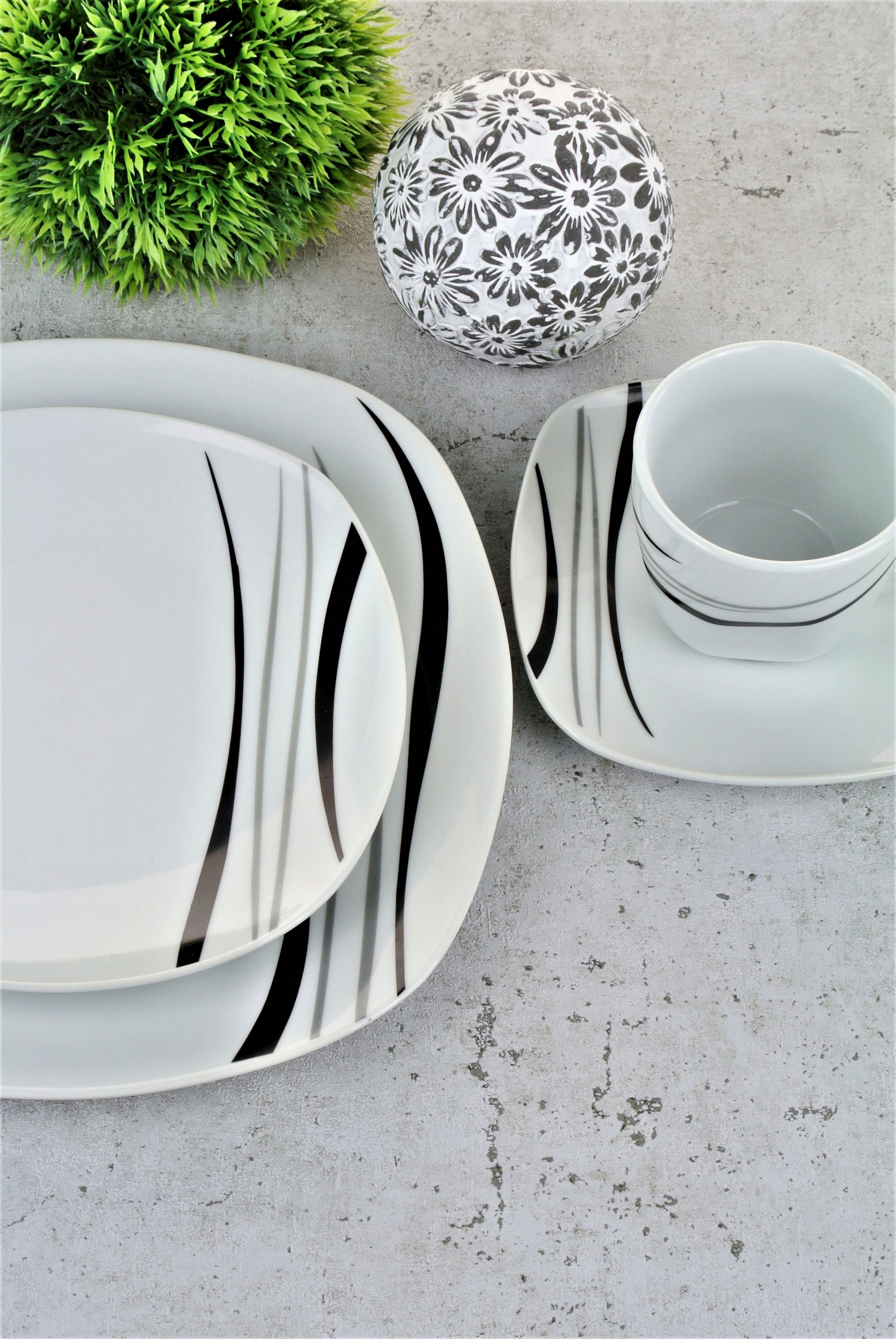 Retsch Arzberg Kombiservice »Geschirr-Set, Service Cosmos« farbige Elemente in grau und schwarz, 30 Teile, für 6 Personen