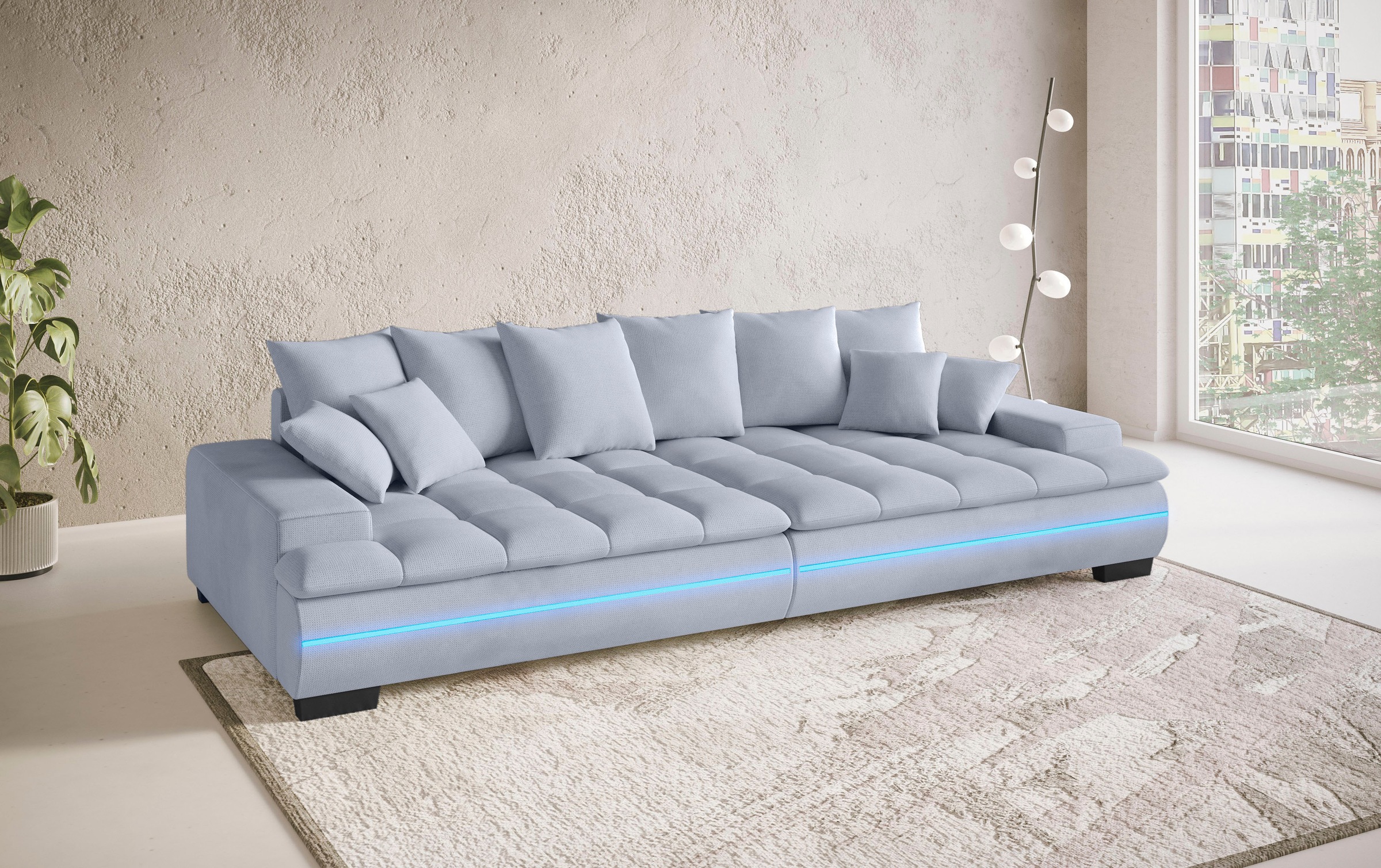 Mr. Couch Big-Sofa »Haiti II RGB-LED«, RGB-LED Beleuchtung, mit Handwerklich gearbeiteter Komfort-Steppung