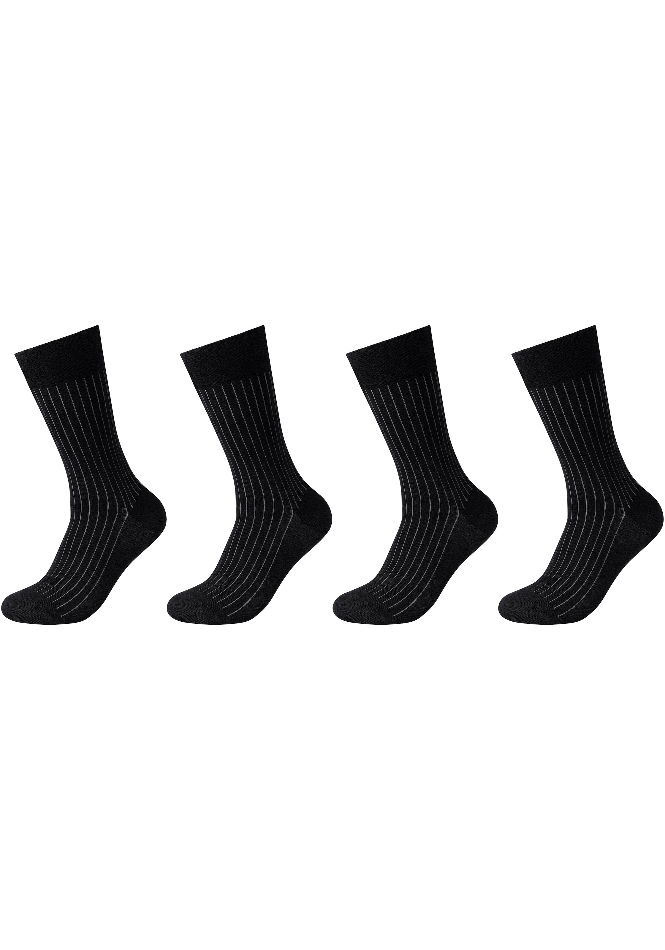 Socken, (Packung, 4 Paar), Elegante Optik: feine, zweifarbige Rippstruktur