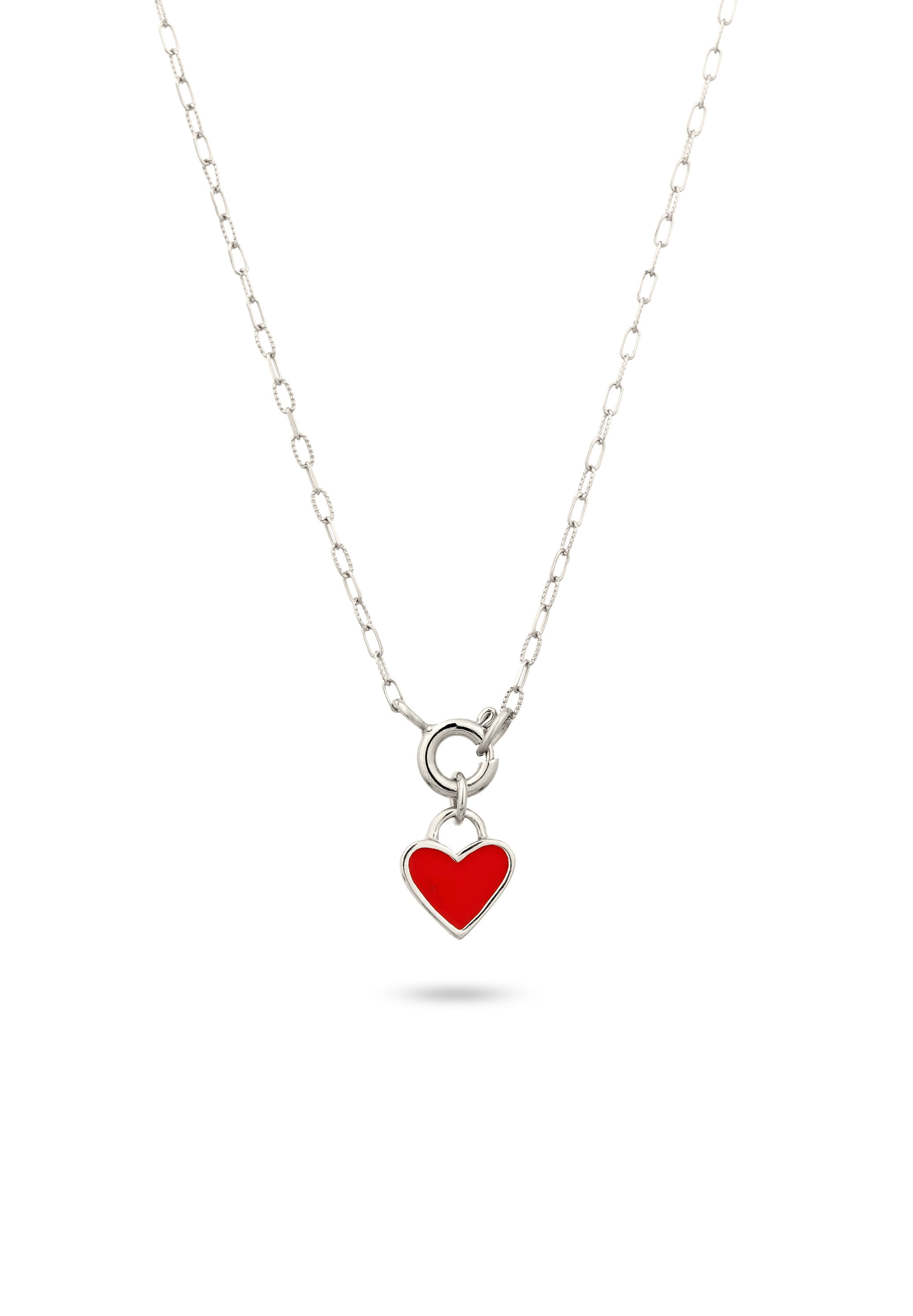 Elli Kette mit Anhänger »Halskette Herz Emaille Rot 925 Sterling Silber«