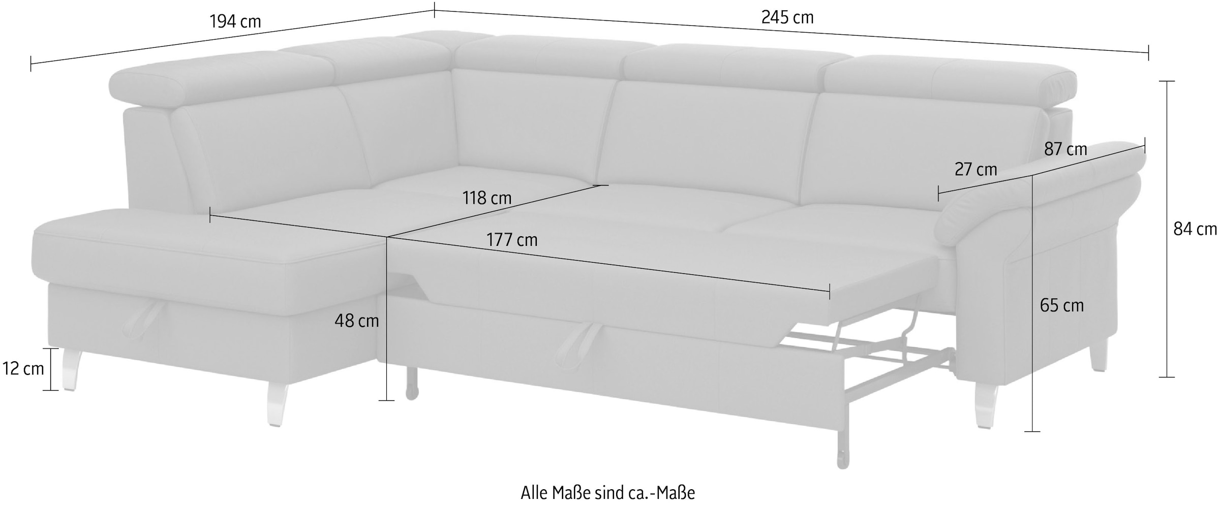 sit&more Ecksofa, inklusive Kopfteilverstellung, wahlweise mit Bettfunktion und Bettkasten