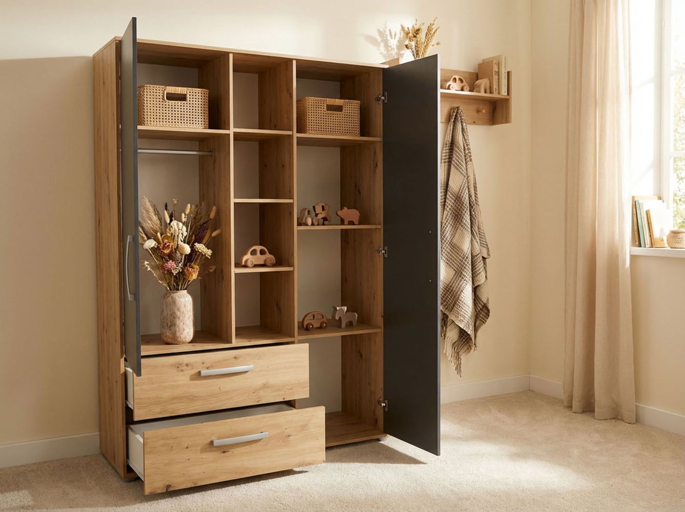 arthur berndt Kleiderschrank »Alessio, Kinderkleiderschrank« Kleiderschrank, mit Melamin-Oberfläche