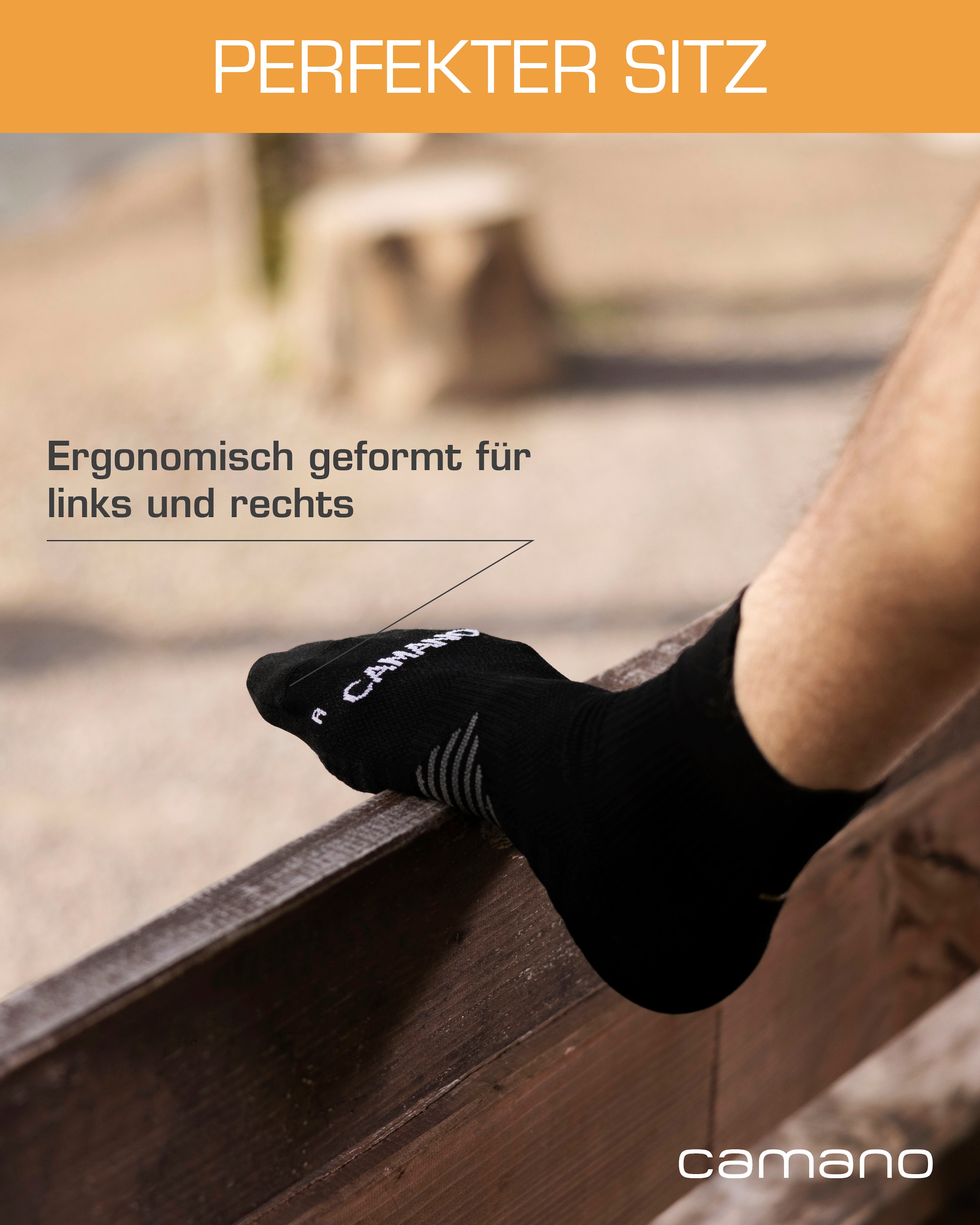 Camano Kurzsocken »function« 4 Stk. tlg. mit verstärkter Ferse und Spitze, Fußgewölbe-Stütze, gepolsterte Sohle
