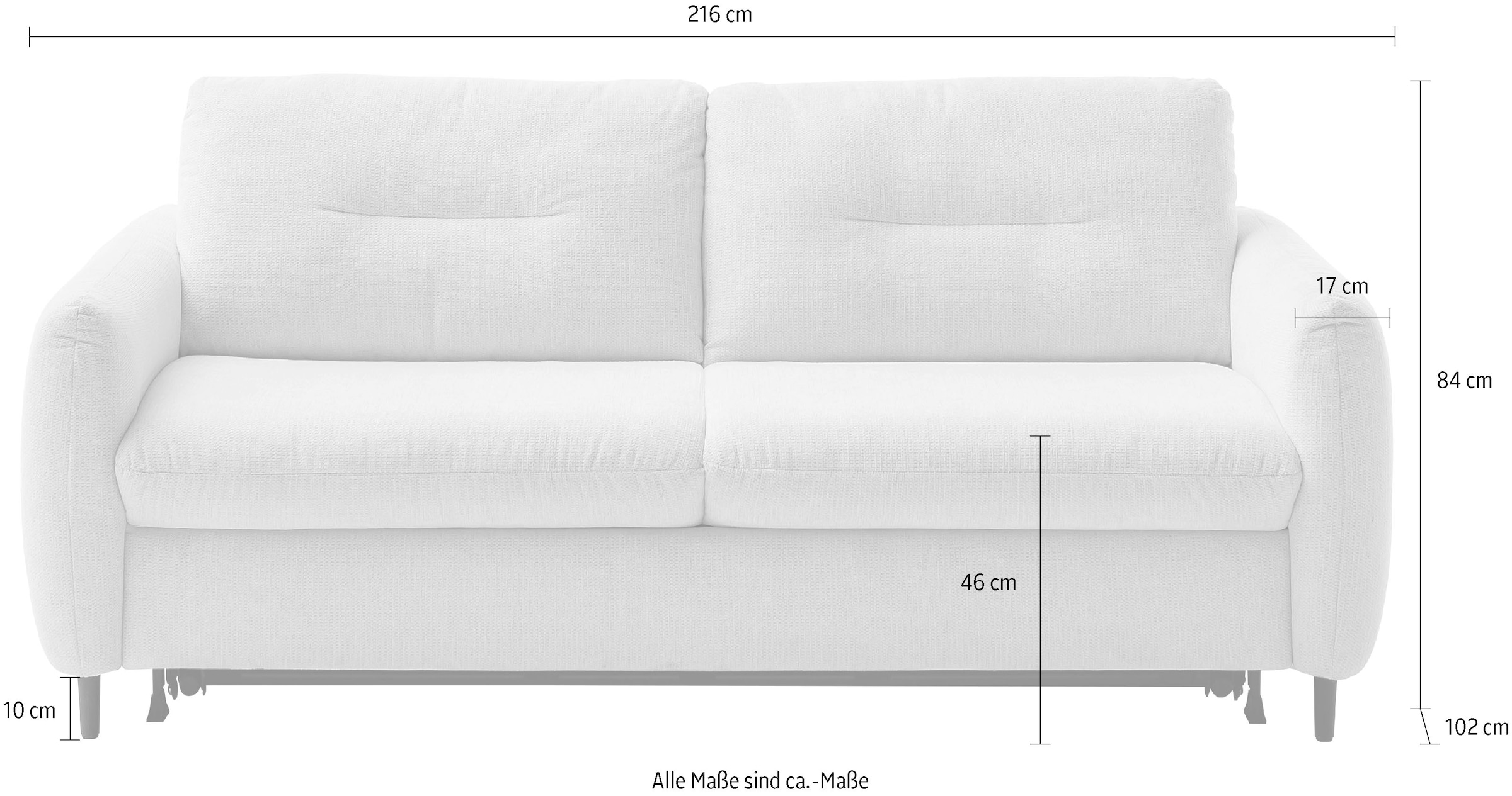 Home affaire 3-Sitzer »Clevina, Schlafsofa mit Kaltschaummatratze, Breite 216 cm« Sofa & Bett in einem – kinderleicht ausklappbar & freistellbar im Raum
