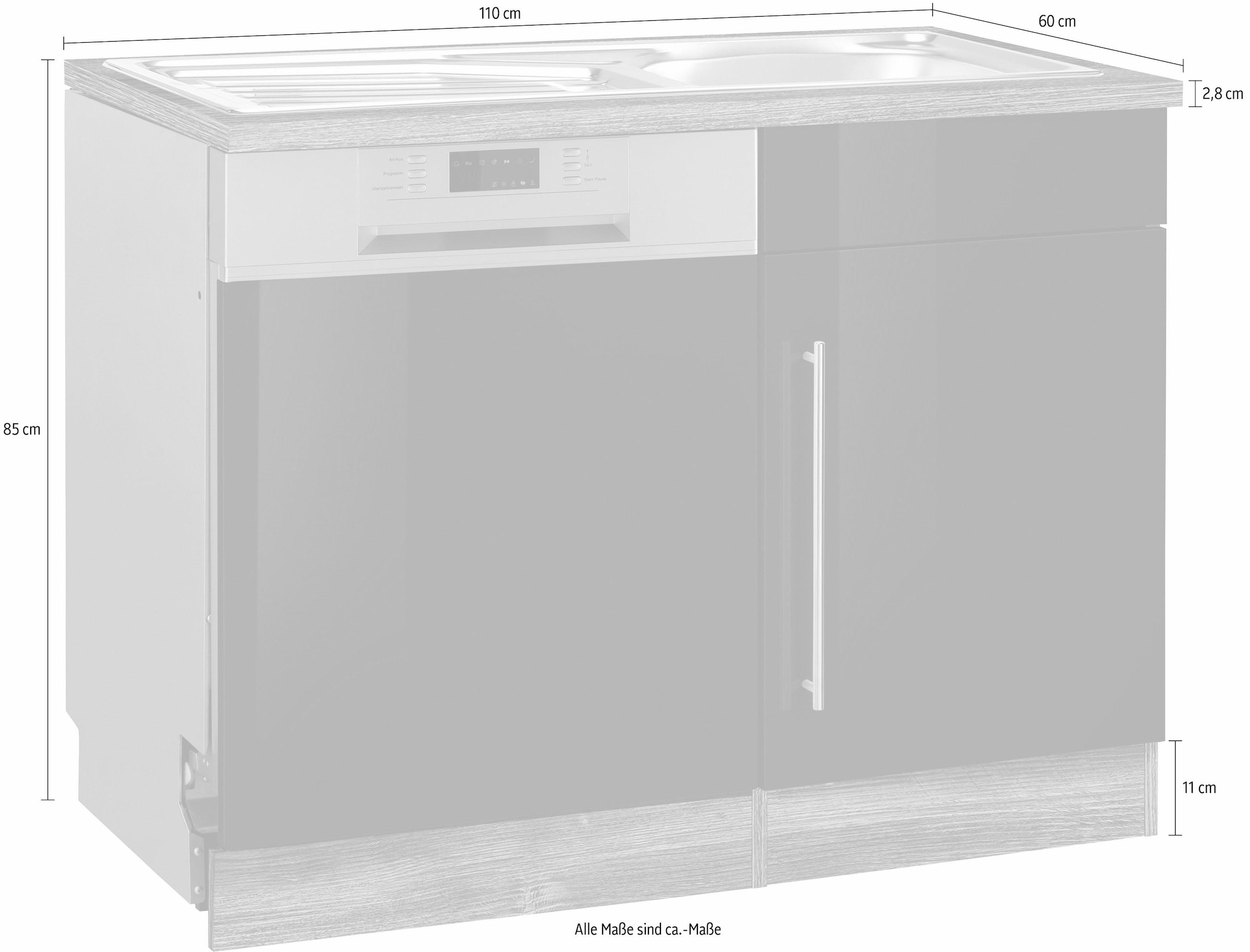 HELD MÖBEL Spülenschrank »Samos«, inkl. 110 cm bei breit, Tür/Sockel für Geschirrspüler OTTO