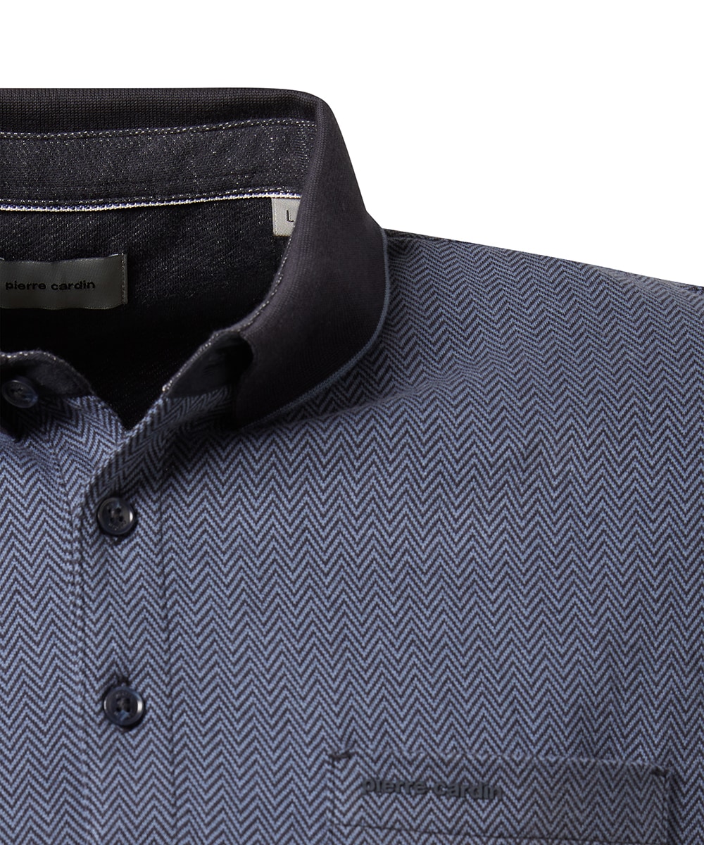 Pierre Cardin Langarm-Poloshirt, mit Fischgratmuster