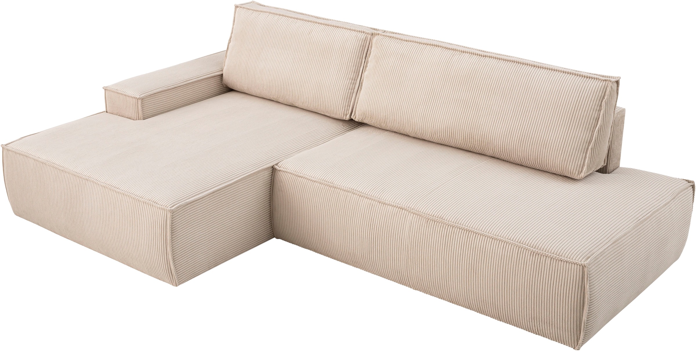 Home affaire Ecksofa »SHERWOOD, Schlafsofa in L-Form offen (275cm), Cord, Leinenoptik«, Schlaffunktion und Bettkasten, Kedernaht, hoher Sitz- & Liegekomfort