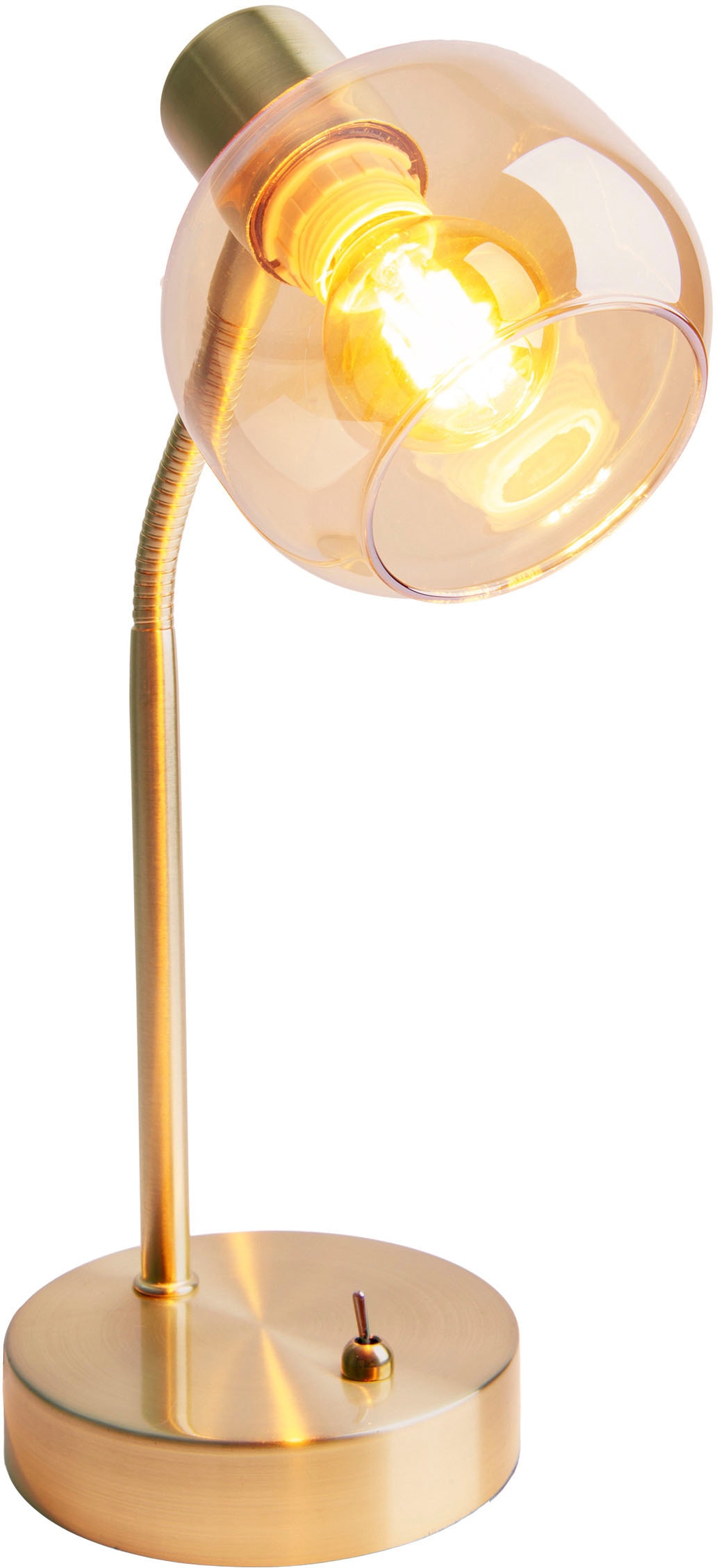 näve Tischleuchte »Libby«, 1 flammig, Leuchtmittel E14 | ohne Leuchtmittel, 1flg. flexibel verstellbar Glasschirm in amber getönt excl. 1xE14