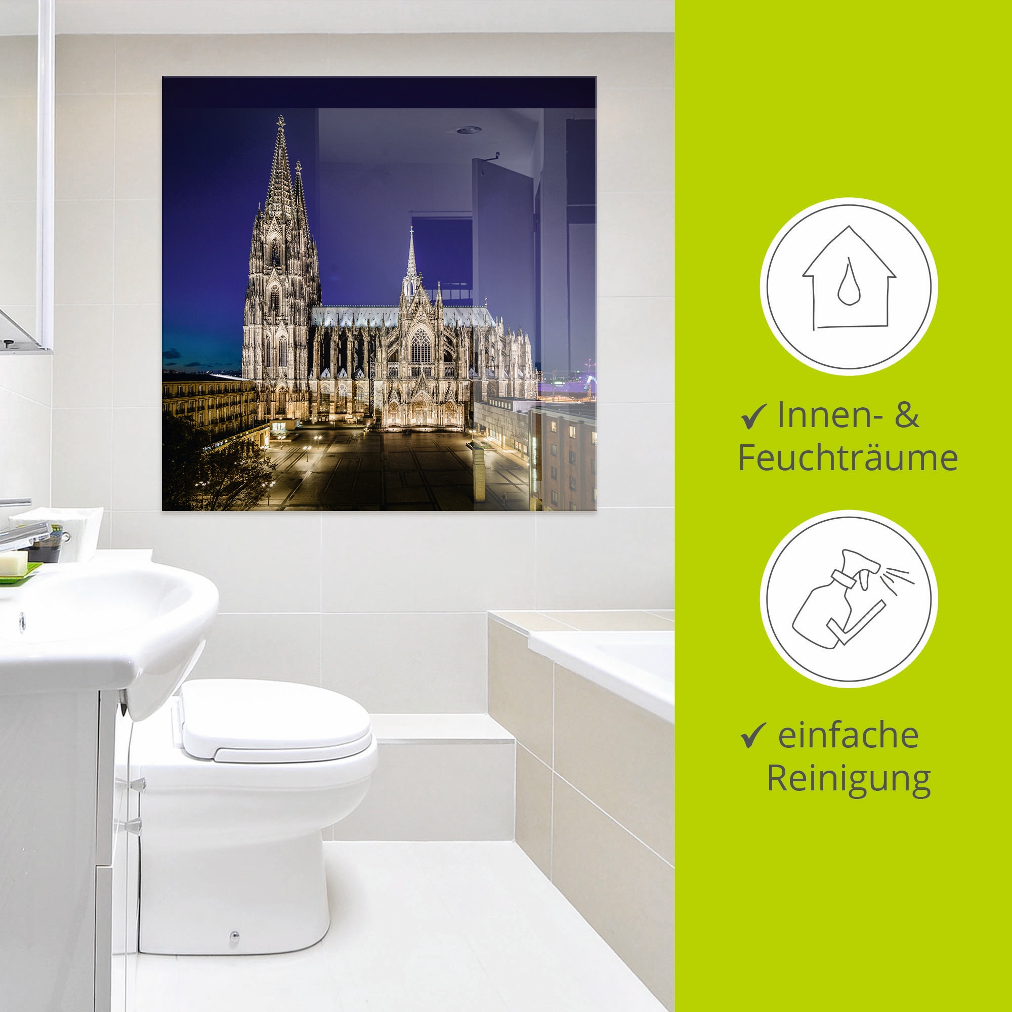 Artland Glasbild »Kölner Dom am Abend« Gebäude 1 Stk. tlg. in verschiedenen Größen