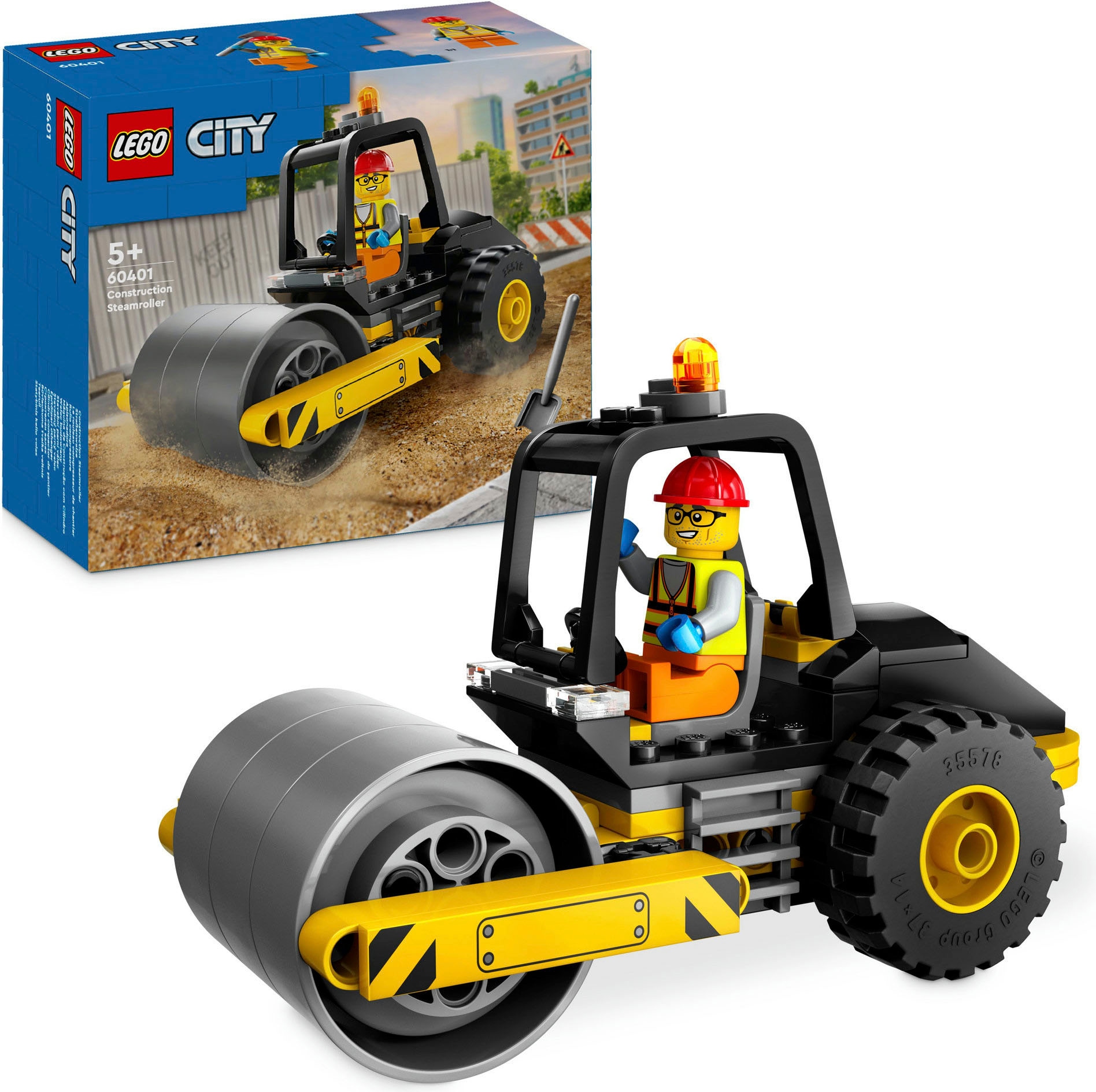 Konstruktionsspielsteine »Straßenwalze (60401), LEGO City«, (78 St.), Made in Europe
