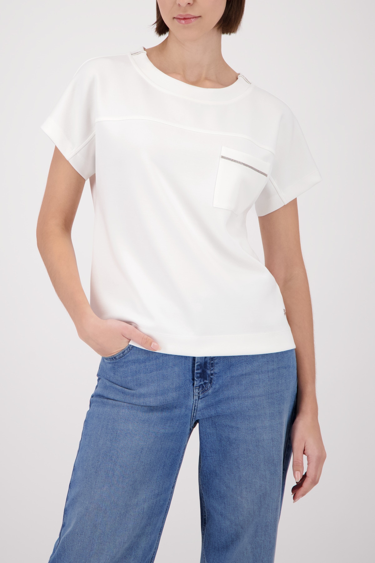 Monari Sweatshirt »Sweatshirt Basic Kette«, funkelnde Schmuck-Details, Rundhalsausschnitt, bequeme Passform
