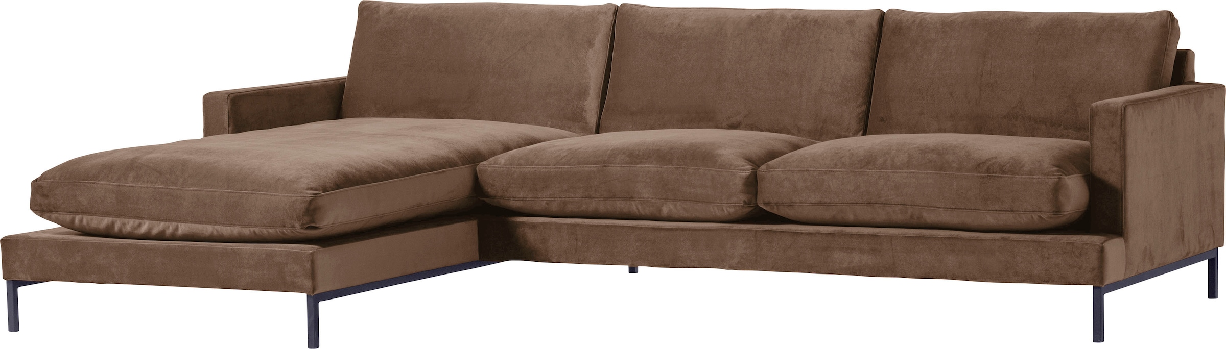 andas Ecksofa »Welland, L-Form,« mit schwarzen Metallfüßen, mit Federfüllung im Sitz- und Rückenkissen