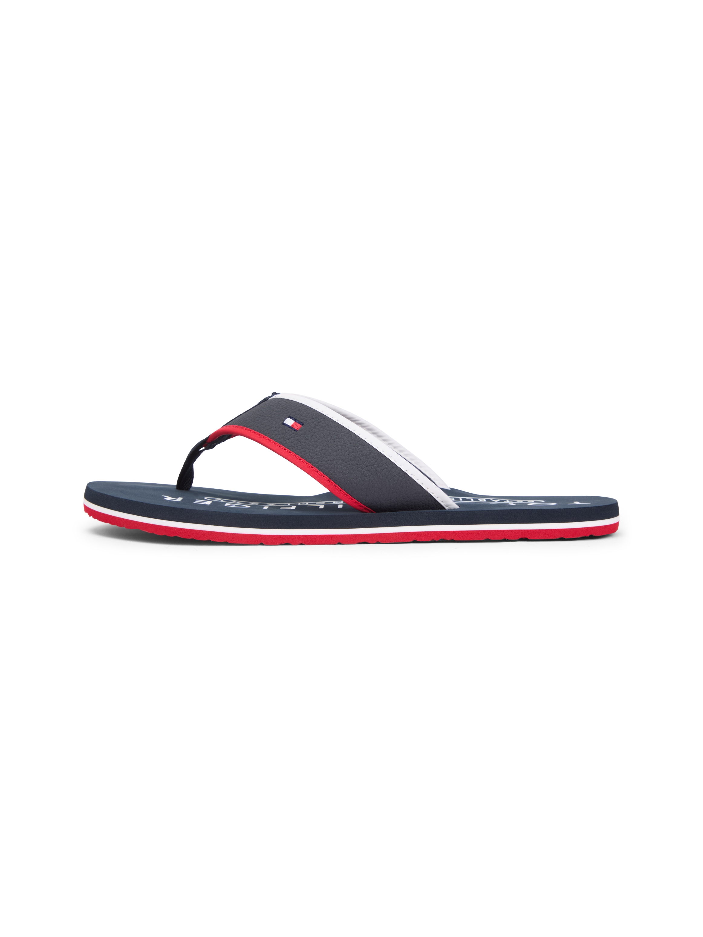 Tommy Hilfiger Zehentrenner »HILFIGER TUMBLE BEACH SANDAL«  , Sommerschuh, Badeschuh mit dreifarbiger Laufsohle