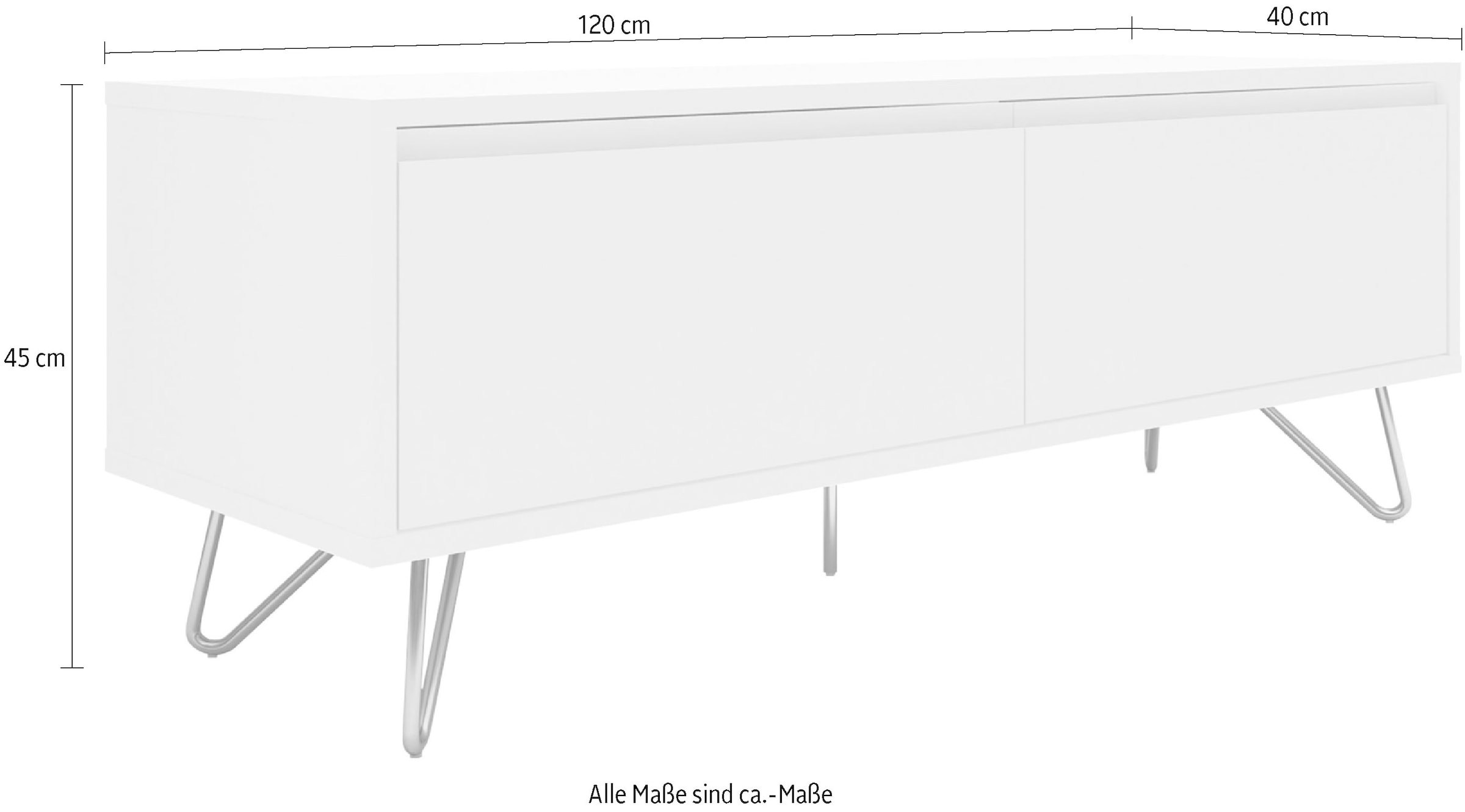 SalesFever Lowboard, Hairpin Beinen, modernes TV-Board, Fernsehschrank mit Klappendämpfer