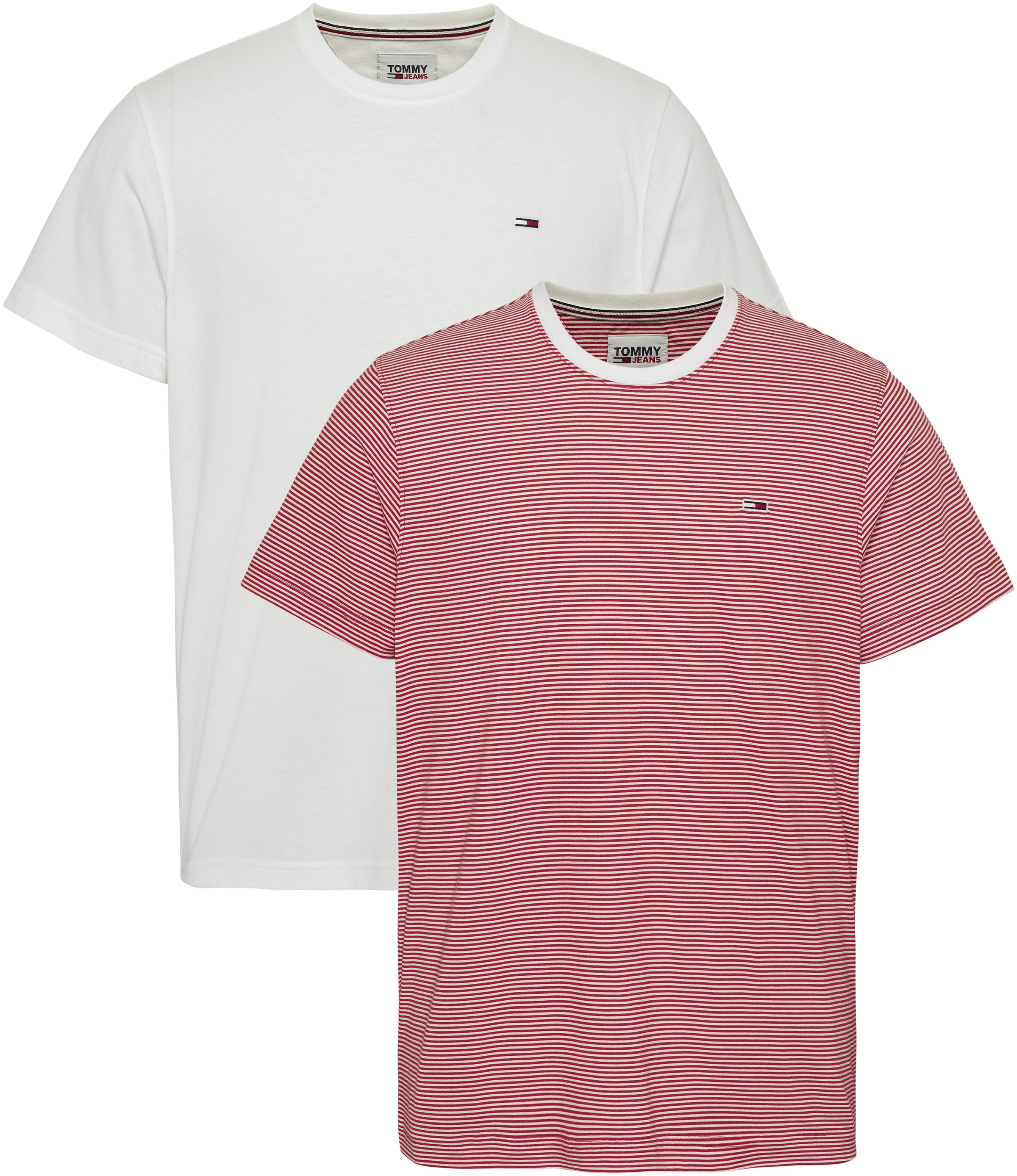 Tommy Jeans T-Shirt »TJM 2 PACK STRIPE & SOLID TEE«, (Packung, 2 tlg.), mit  Rundhalsausschnitt online shoppen bei OTTO