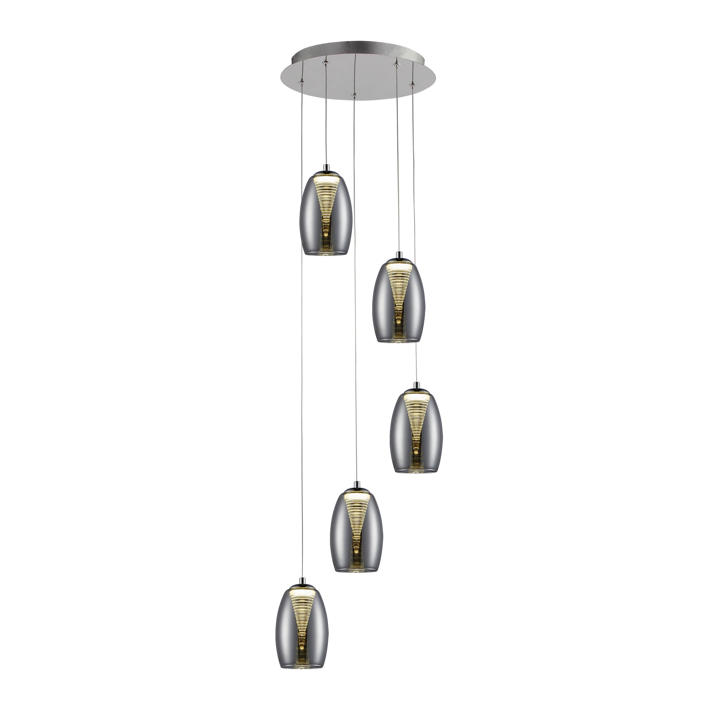 Brilliant Leuchten Metropolis LED Pendelleuchte 5flg chrom/rauchglas easyDim