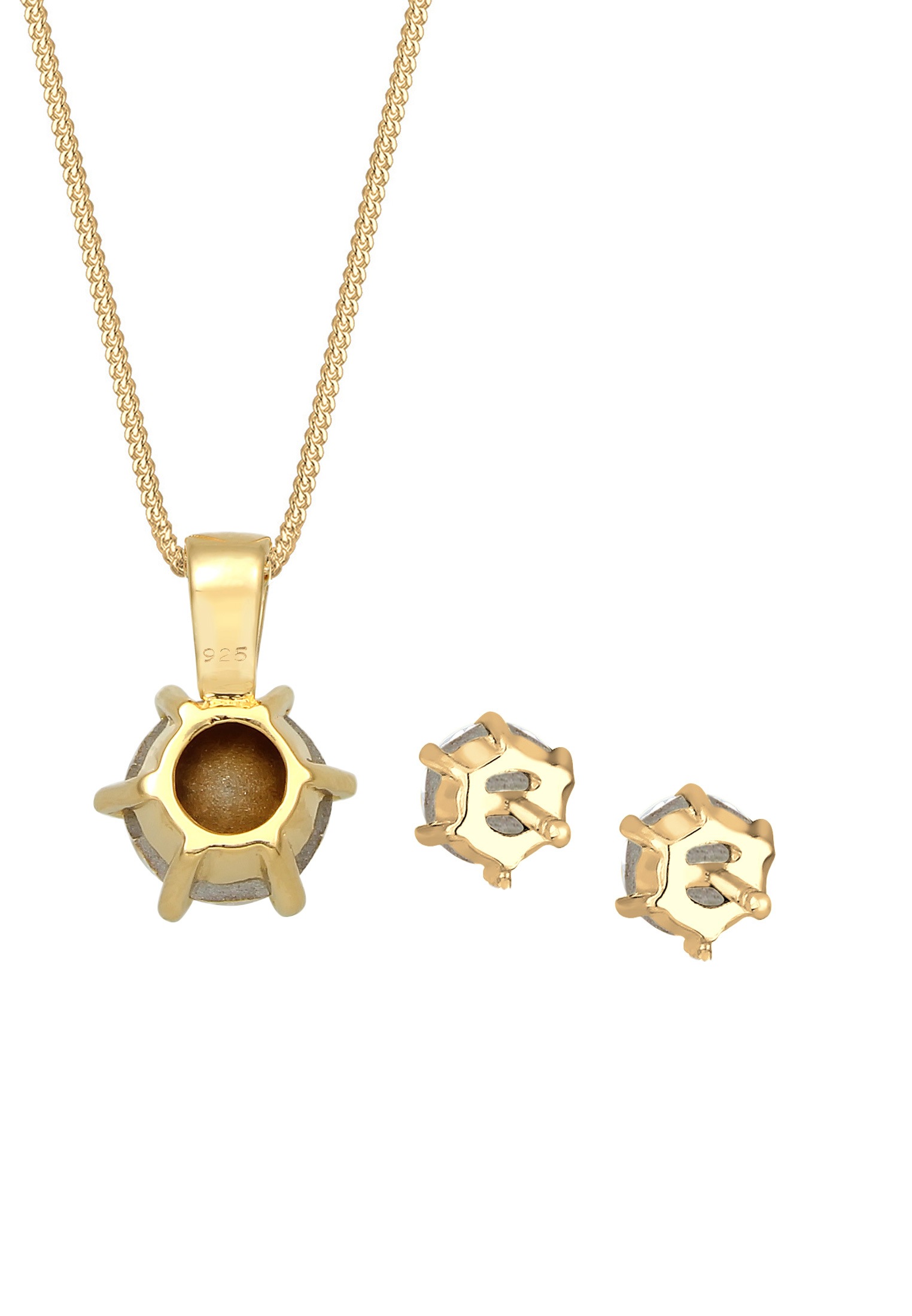 Elli Ohrring und Ketten Set »Schmuckset Stecker und Kette Rund 925 Sterling Silber, mit Kristallen von Swarovski®«