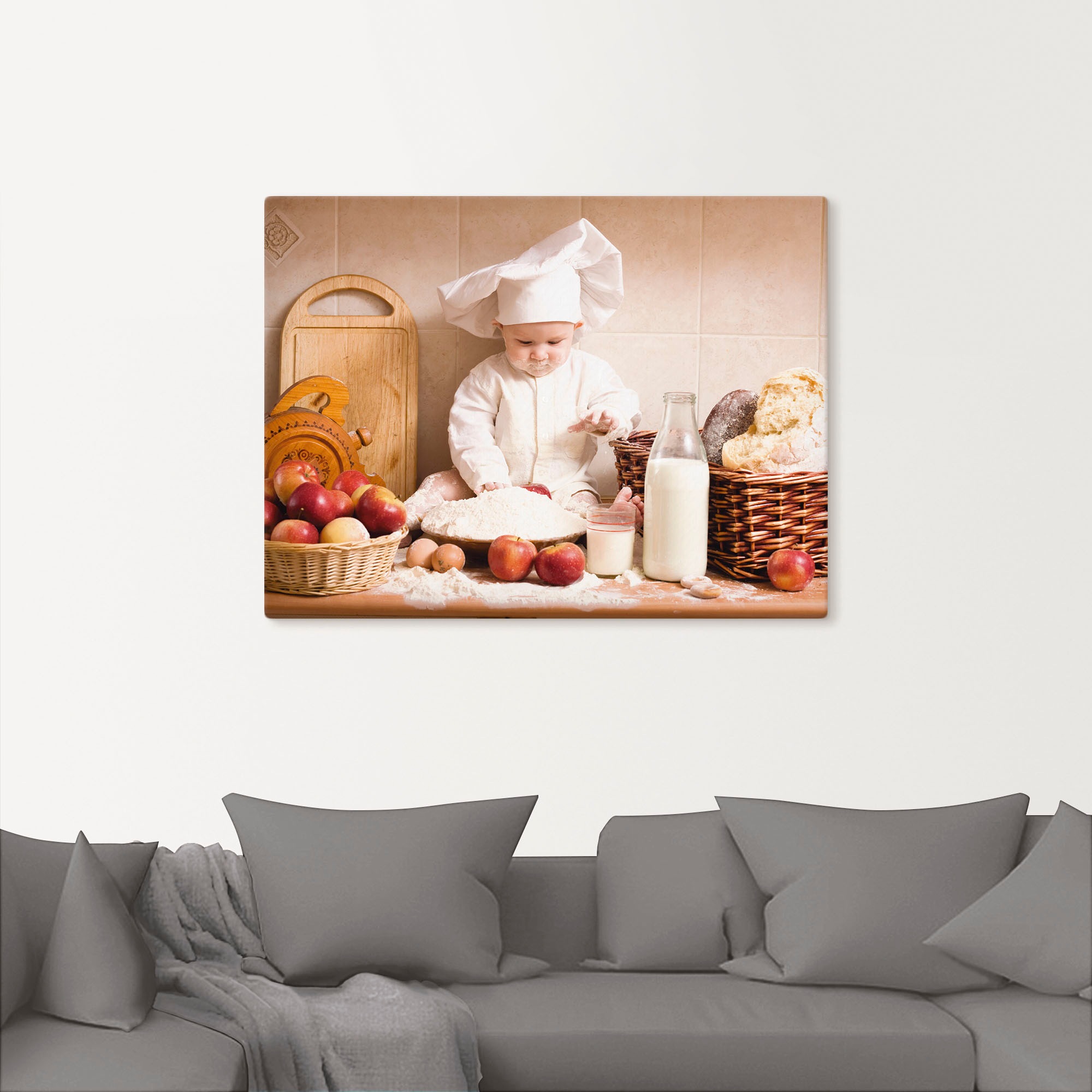 Artland Wandbild »Küche Junge Kind Backen«, Bilder von Kindern, (1 St.), als Alubild, Outdoorbild, Leinwandbild, Poster, Wandaufkleber