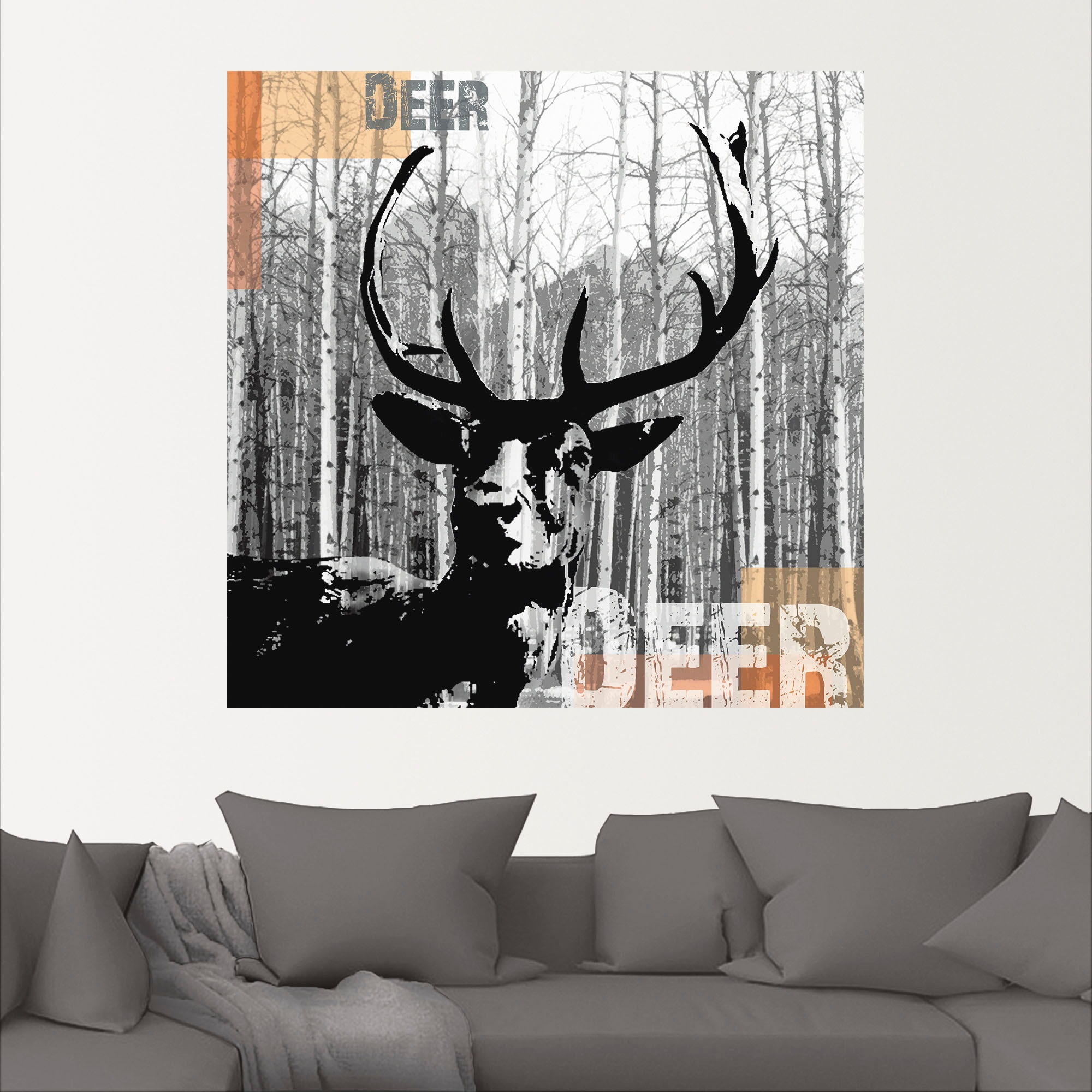 Artland Wandbild »Hirsch Collage«, Wildtiere, (1 St.), als Leinwandbild, Poster, Wandaufkleber in verschied. Größen