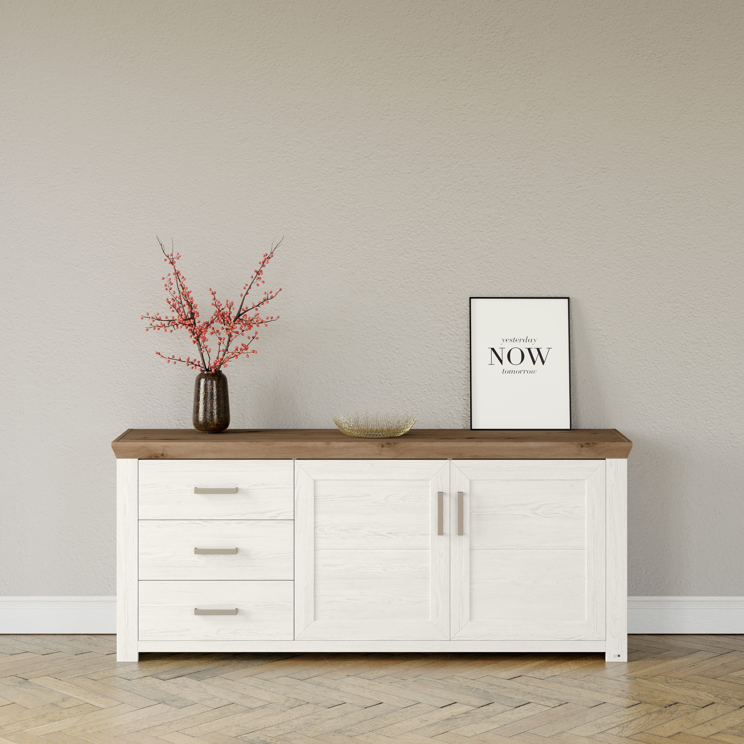 set one by Musterring Sideboard »York« Typ 51, mit viel Stauraum, Bügelgriff silber, B 184 x H 79 cm