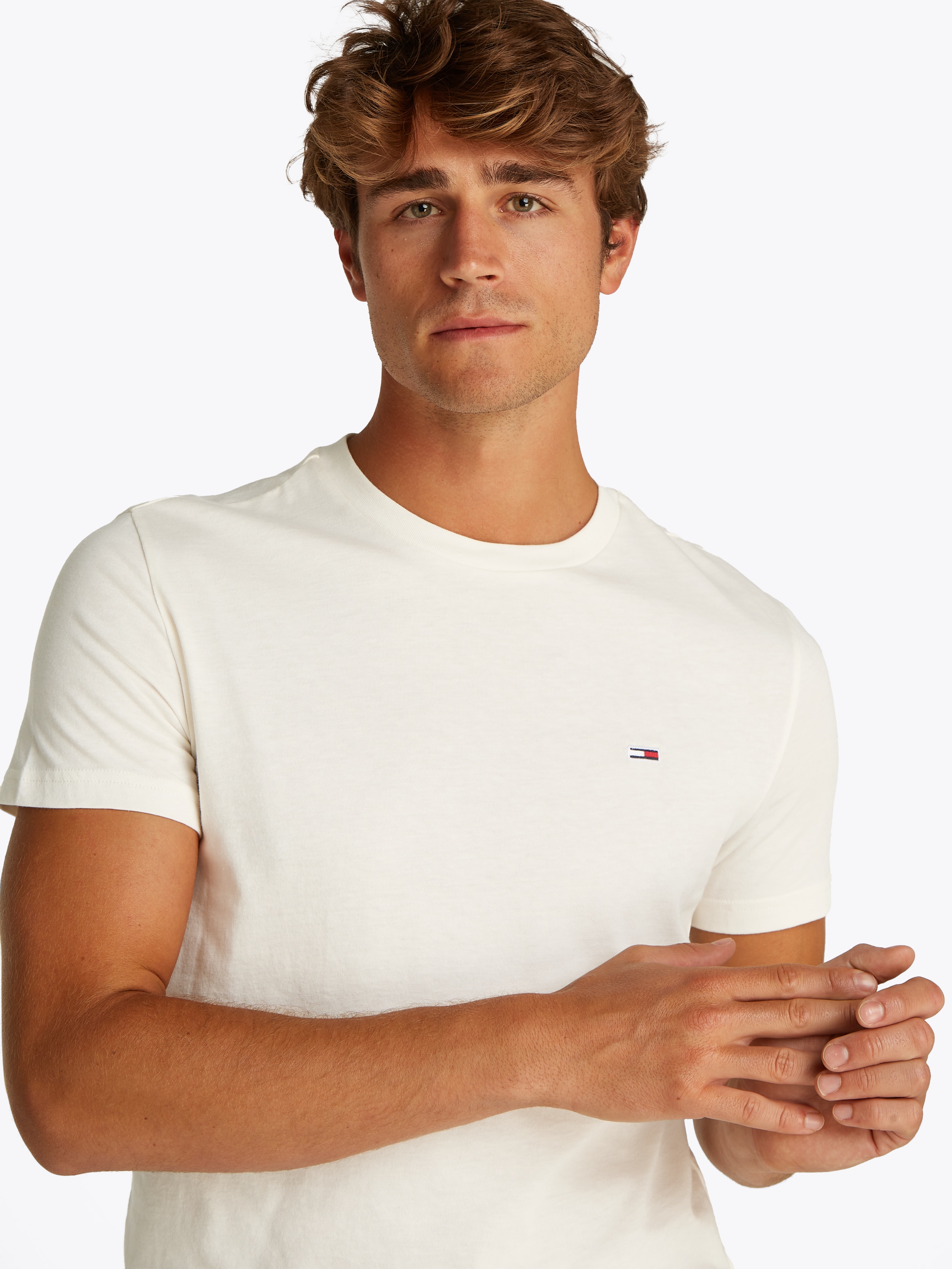 Tommy Jeans Rundhalsshirt »TJM XSLIM 2PACK JERSEY TEE EXT«, (Packung, 2er-Pack), Logostickerei, 2Pack