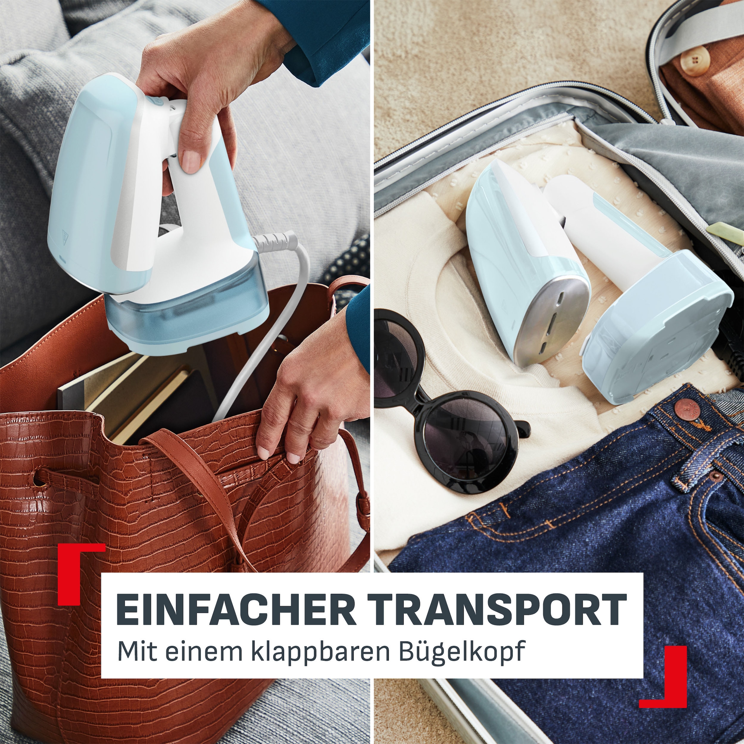 Tefal Dampfbürste »Access'Steam Pocket« 1300 W abklappbarer Bügelkopf, ultra leicht, 1300 W, 20 g/min Dampfabgabe