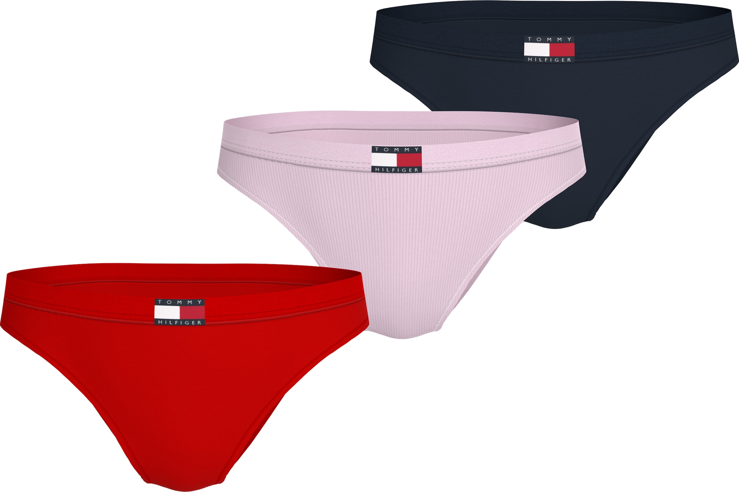 Tommy Hilfiger Underwear Bikinislip »3 PACK BIKINI«, (Packung, 3 St., 3er), mit gerippter Struktur, Logo