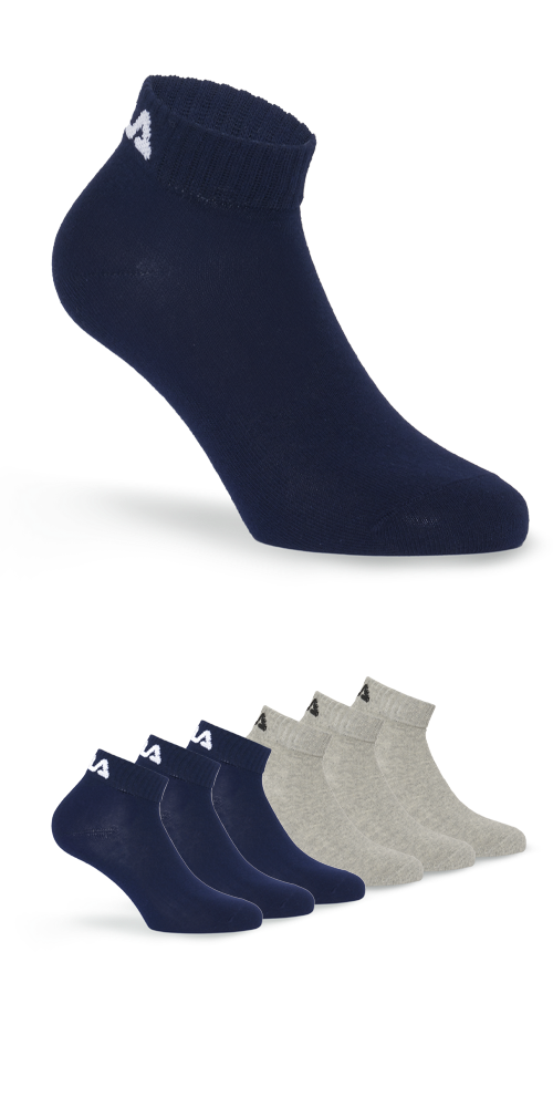 Fila Kurzsocken, (6er Pack), Baumwollmischung, Rippenbündchen, flache Zehennaht
