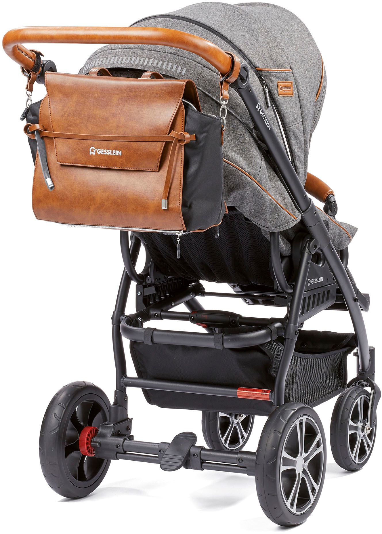 Gesslein Wickeltasche »N°4 cognac, mittelblau«, mit Wickelauflage und Flaschenhalter, Made in Germany
