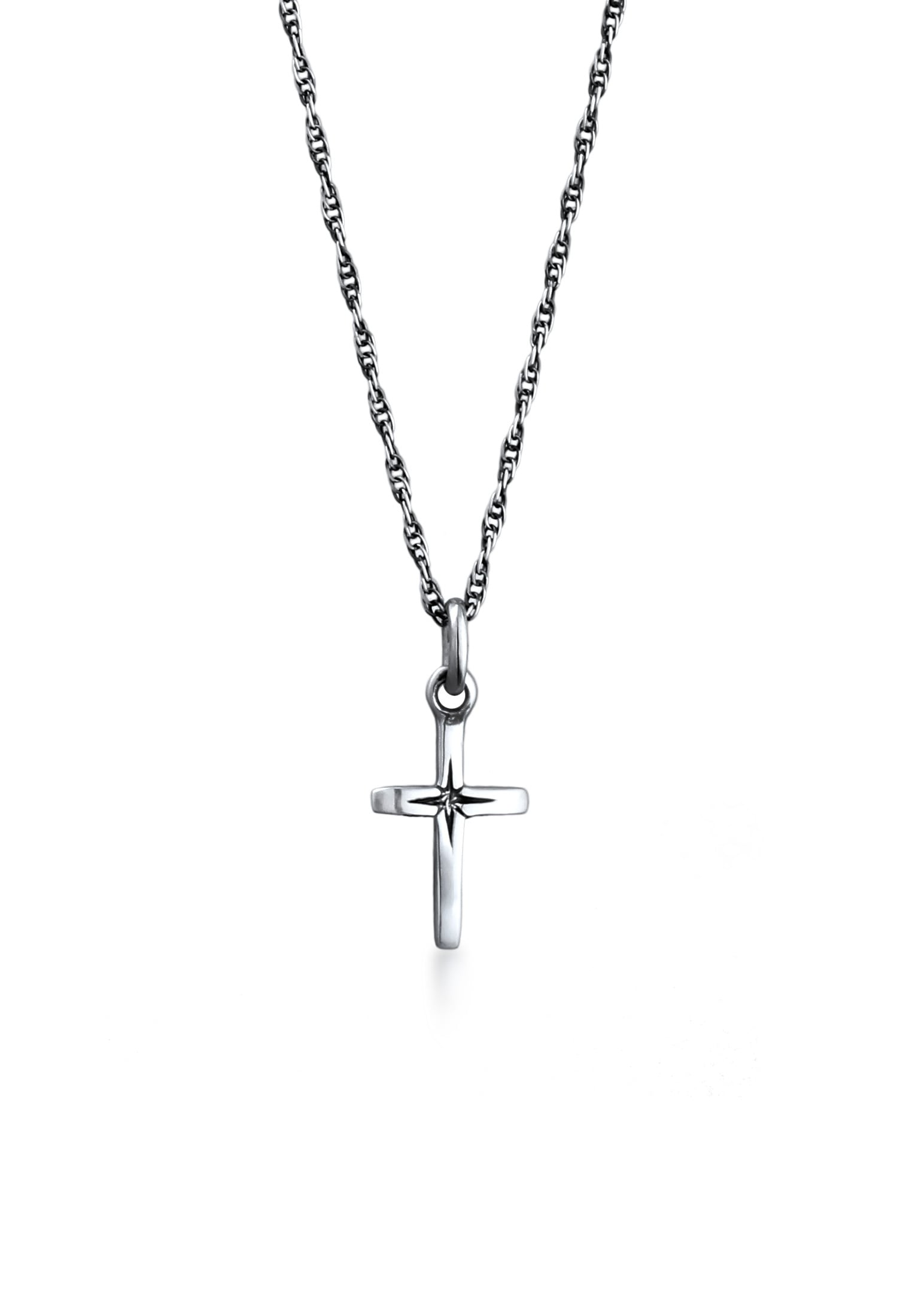 Kette mit Anhänger »Halskette Kreuz Anhänger Oxidiert 925 Sterling Silber«