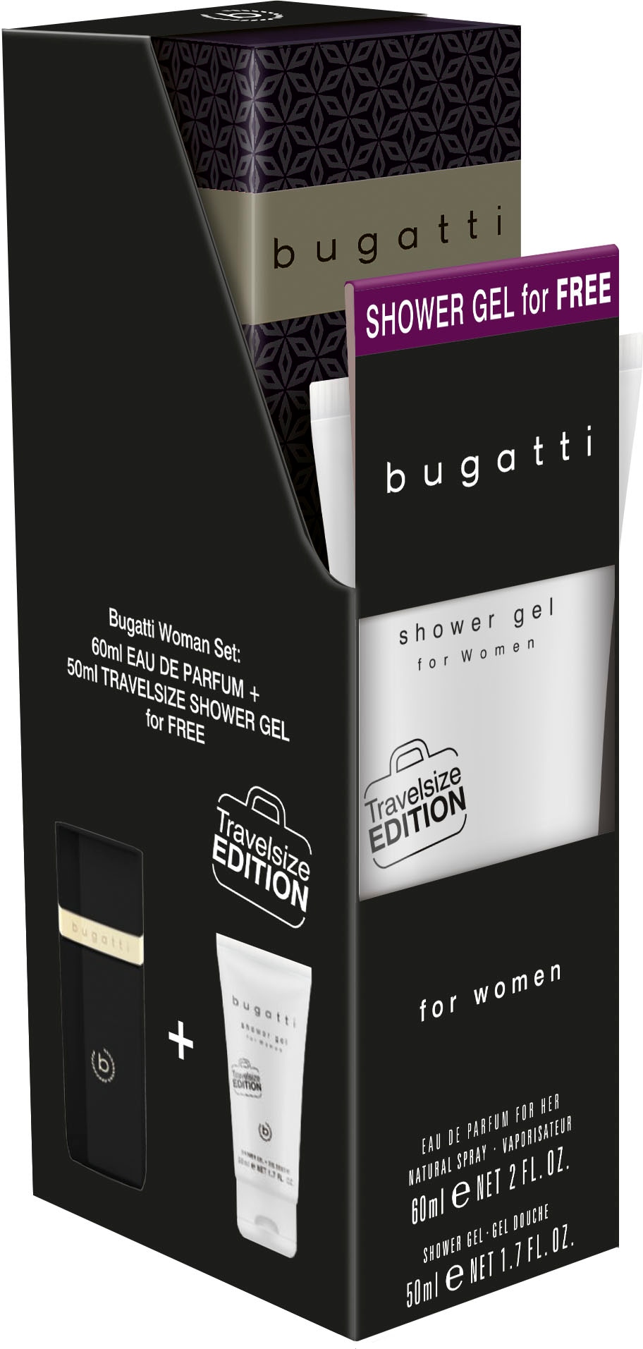 bugatti Eau de Parfum »Bugatti Eleganza Intensa EdP 60 ml + (gratis) Duschgel 50 ml Bundle«, (2 tlg.)