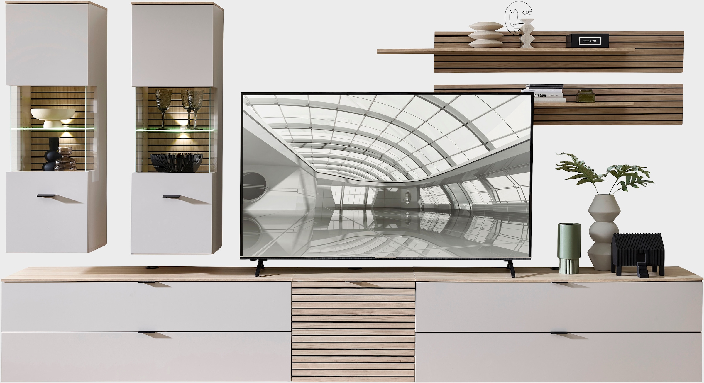 Innostyle Wohnwand »Ina Wohnwand,  340x185x44 cm (B/H/T)« 7 Stk. tlg.