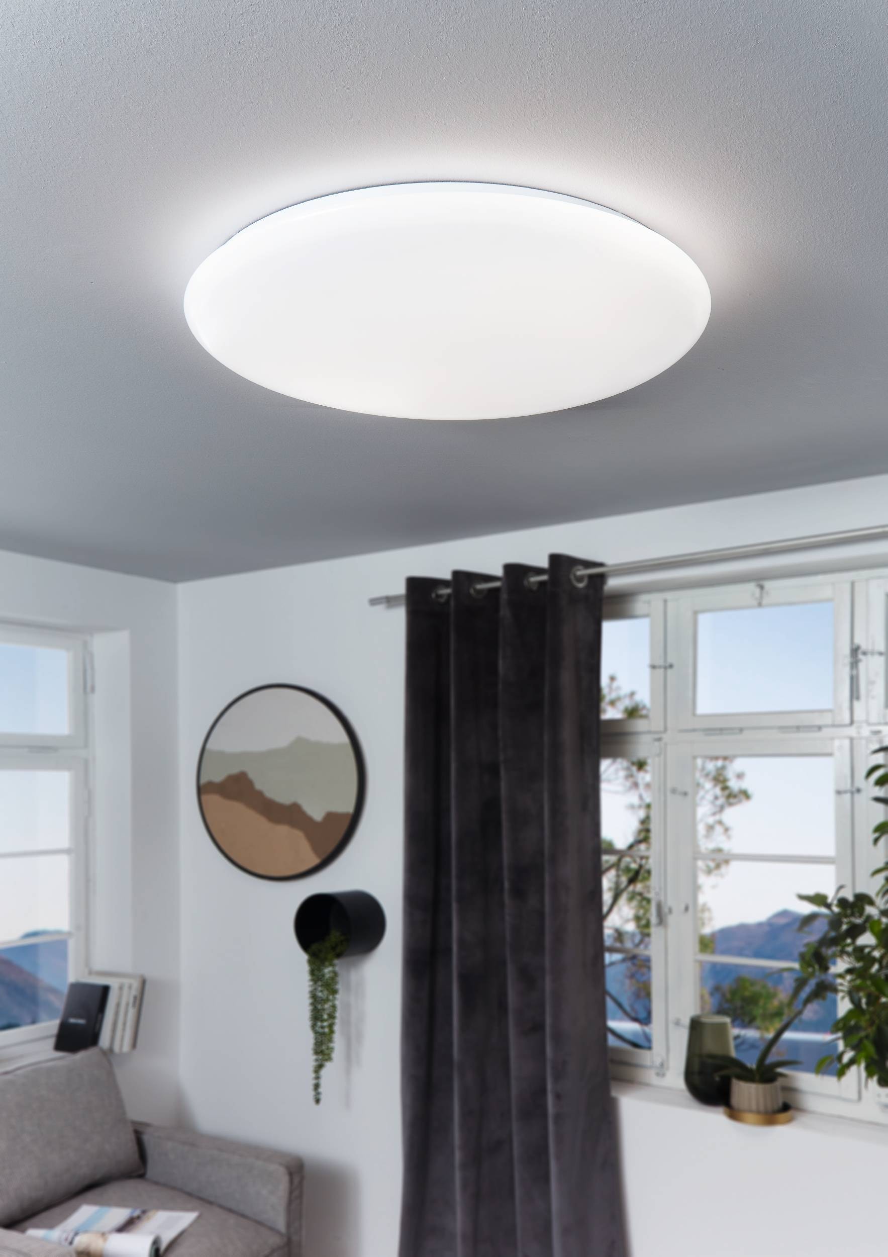 EGLO Deckenleuchte »Giron Deckenlampe, Stahl und Kunststoff, Wohnzimmerlampe, Flurlampe« LED-Modul 1 Stk. Kaltweiß | Neutralweiß | Warmweiß Wand-/Deckenleuchte - H8,5 x Ø76 cm - weiß - 54,5W inkl.