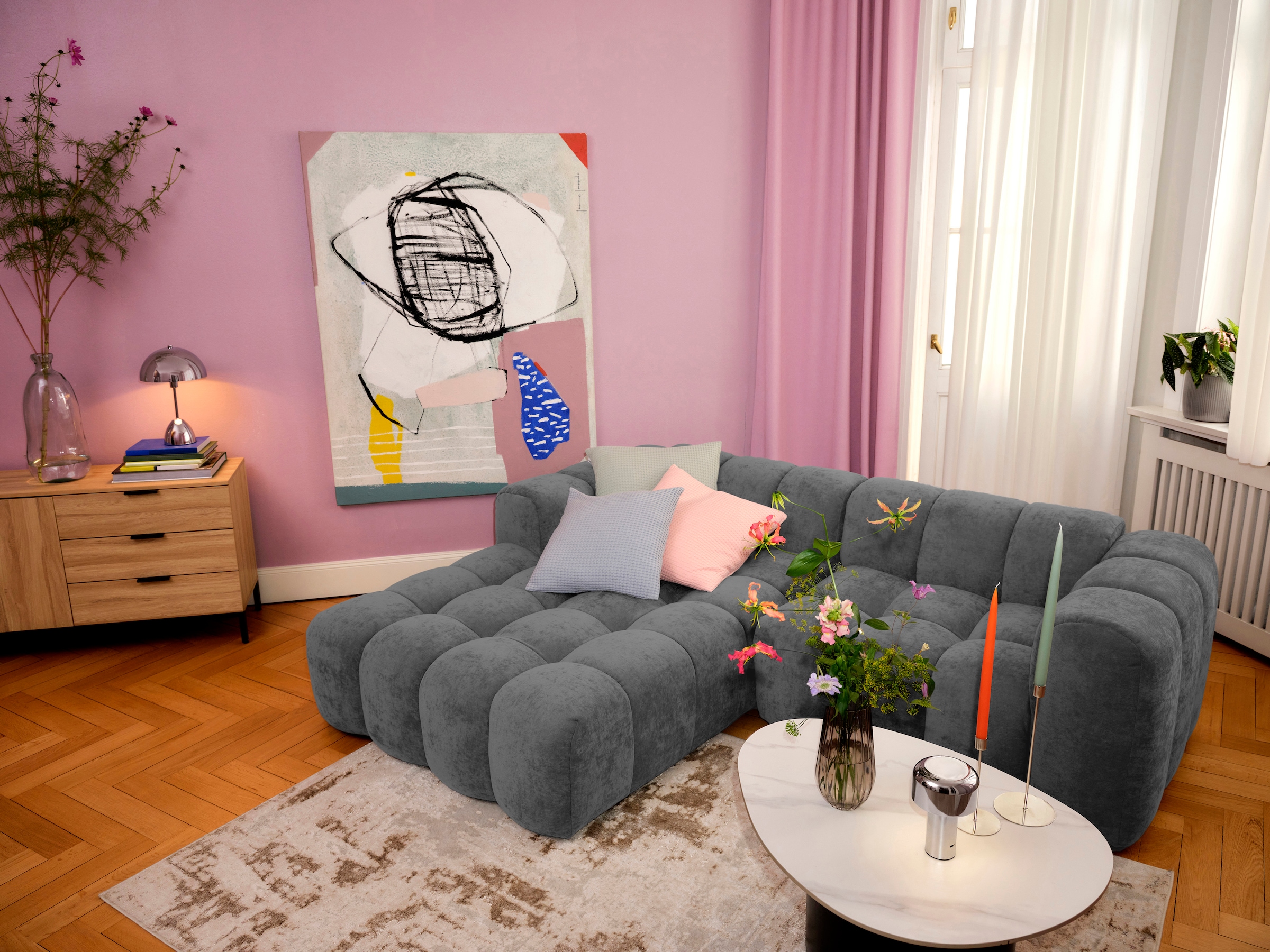OTTO home Ecksofa »KALLIE L-Form,  248 cm - OTTO. Verlässliche Qualität.« Bubble Optik, moderne Steppung, hoher Sitzkomfort