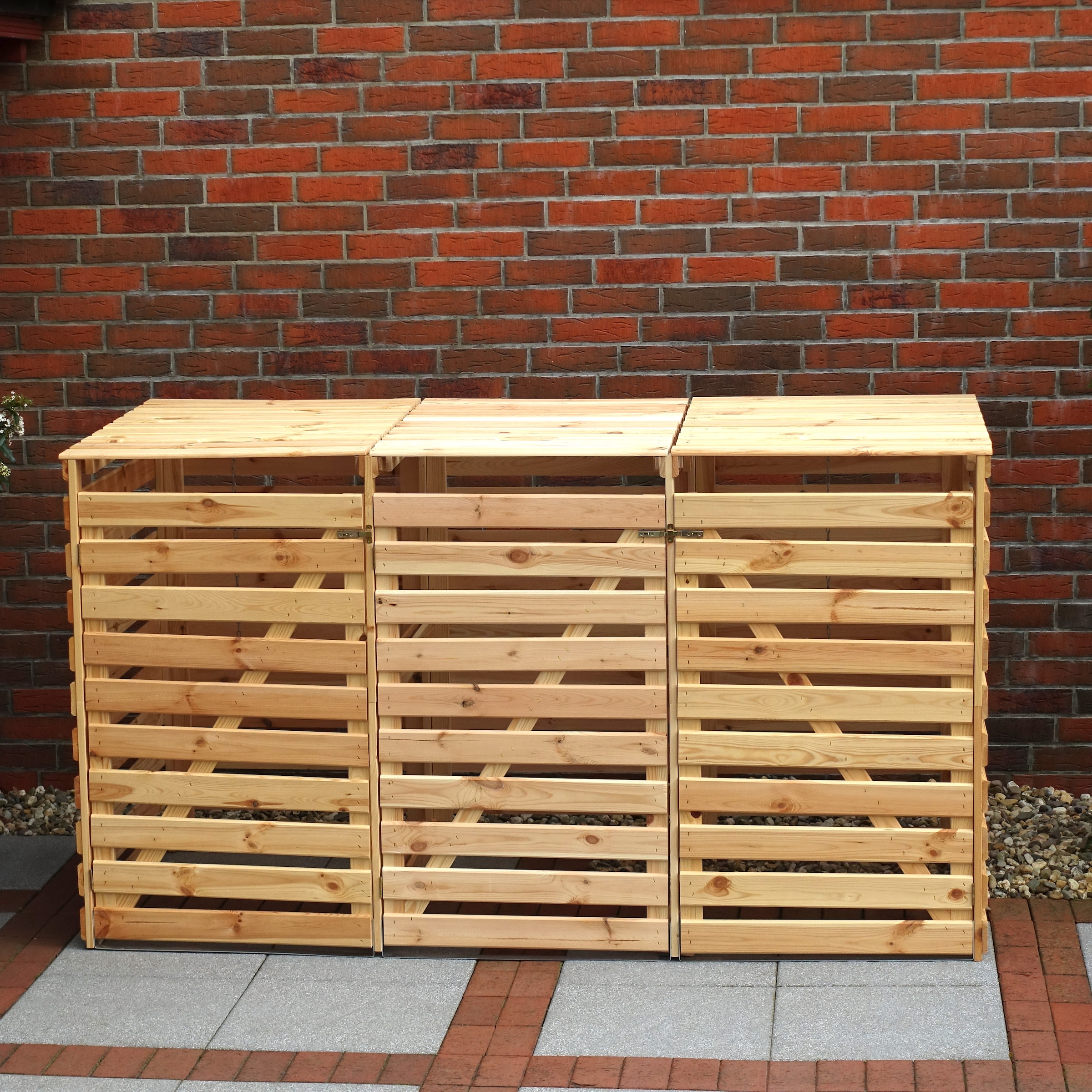 promadino Mülltonnenbox »Vario V«, für 3 x 240 l, holzfarben