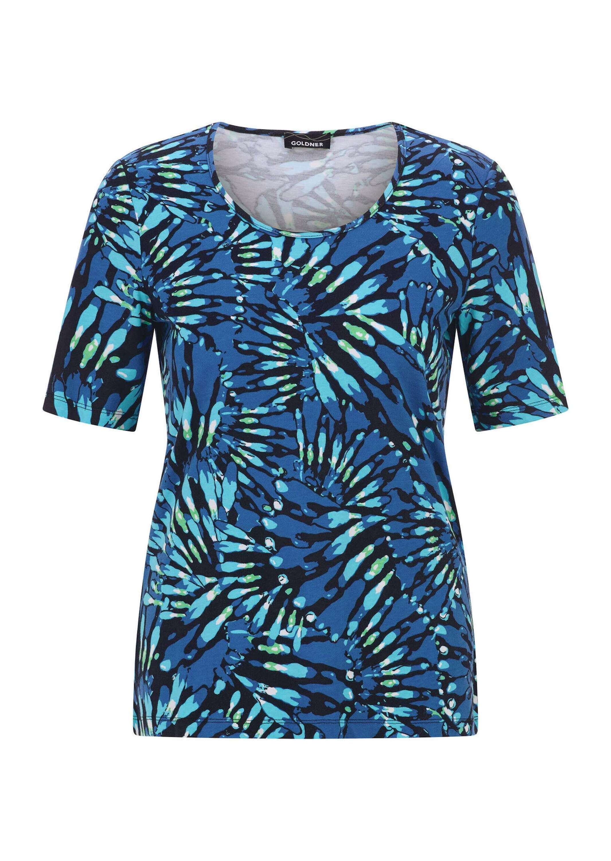 GOLDNER Kurzarmshirt »Kurzgröße Baumwollshirt mit femininen Blüten« angenehme Jerseyqualität
