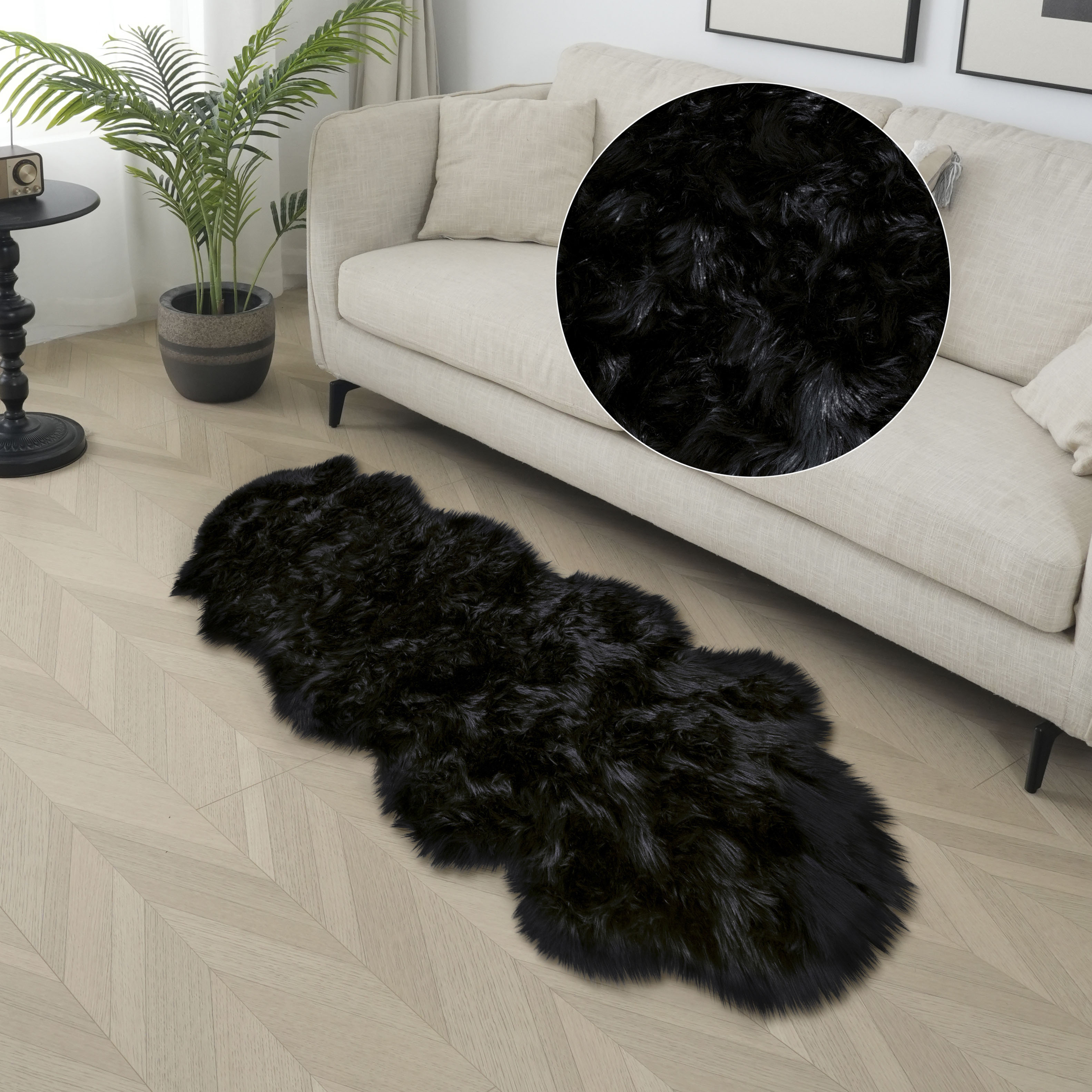 My Home Hochflor-Teppich »Kalua, verschiedene Formen« rechteckig 60 mm Höhe Kunstfell, weich, Uni-Farben, Wohnzimmer, Schlafzimmer, Esszimmer in...