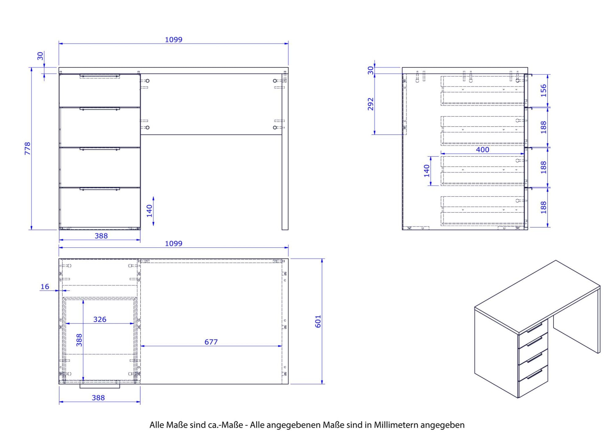 Composad Schreibtisch »Espresso,Schreibtisch, Büroschreibtisch, Computerschreibtisch«, (1 St.), mit 4 Schubladen