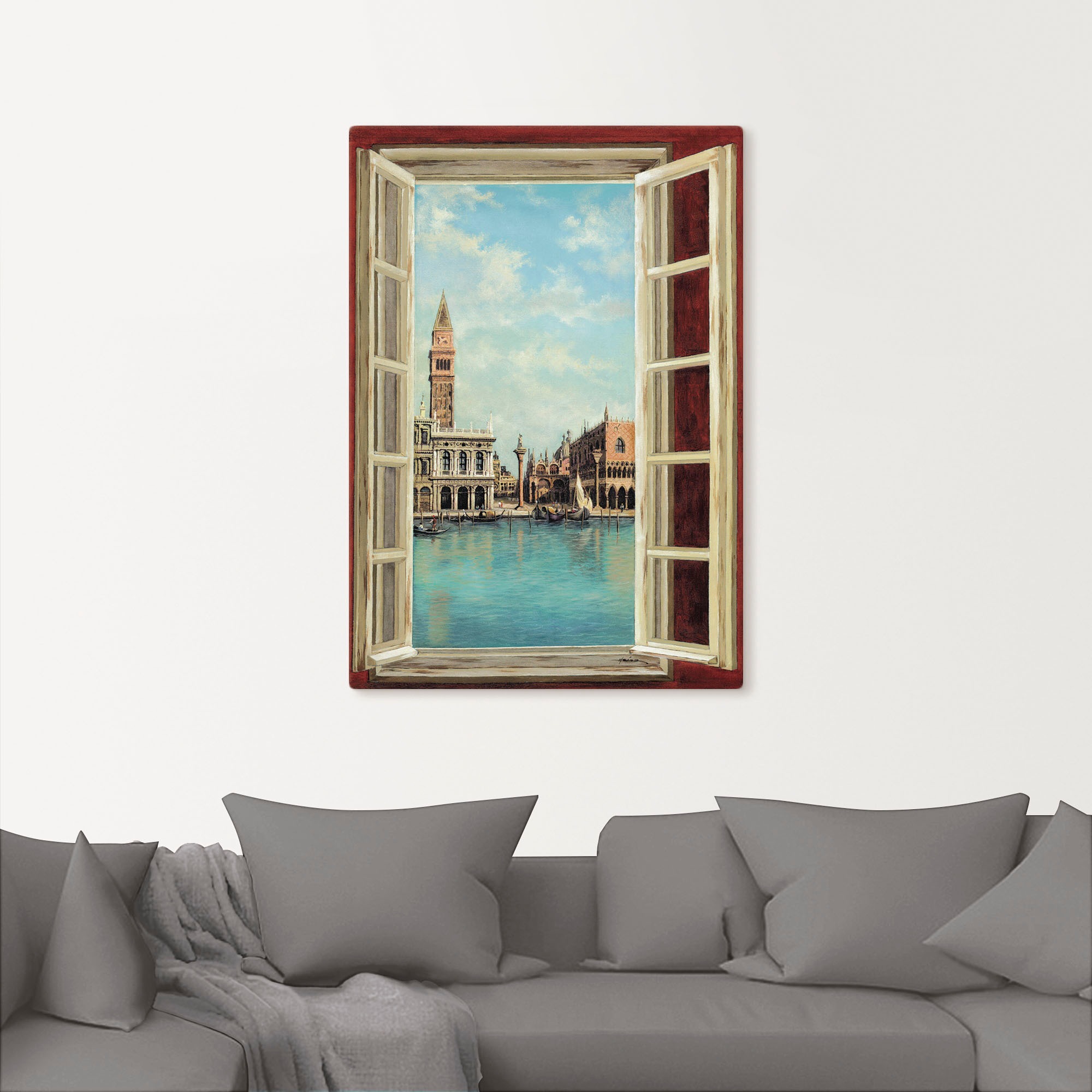 Artland Wandbild »Fenster mit Blick auf Venedig«, Fensterblick, (1 St.), als Leinwandbild, Poster, Wandaufkleber in verschied. Größen