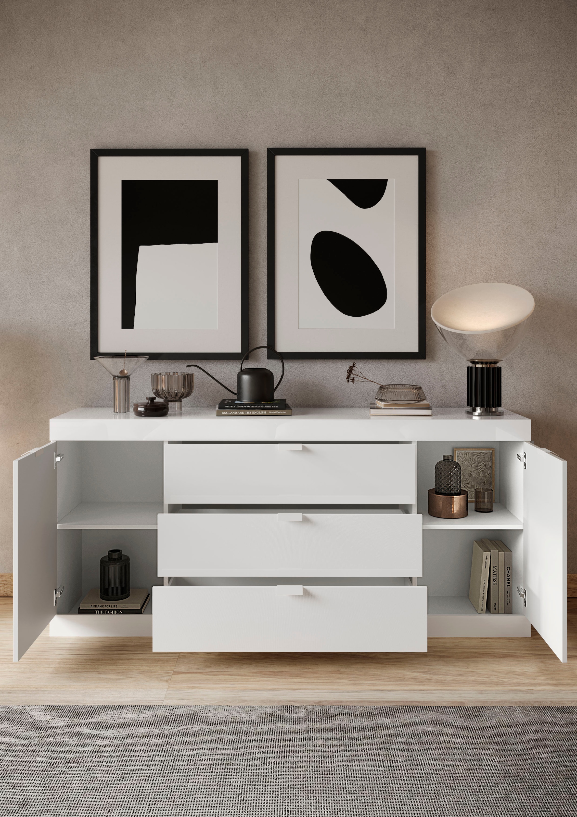 INOSIGN Sideboard »Slim«, Breite 181 cm, weiß Hochglanz Lack