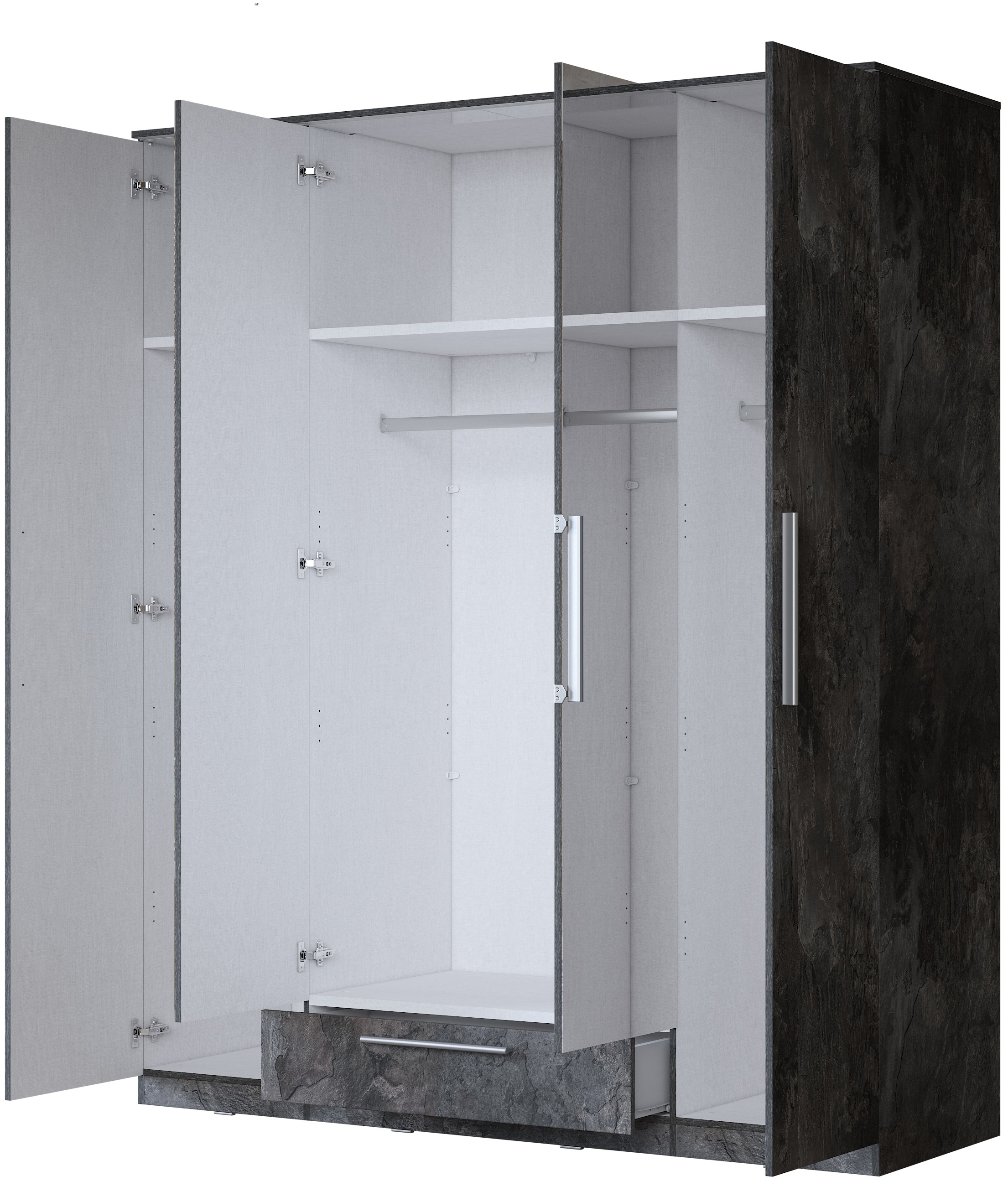 Home affaire Kleiderschrank »India, FSC-zertifizierter Holzwerkstoff, Made in Europe«, (in Schieferoptik oder weiß mit Hochglanzfront), mit Beleuchtung und Fernbedienung, 181 oder 225x215x60cm