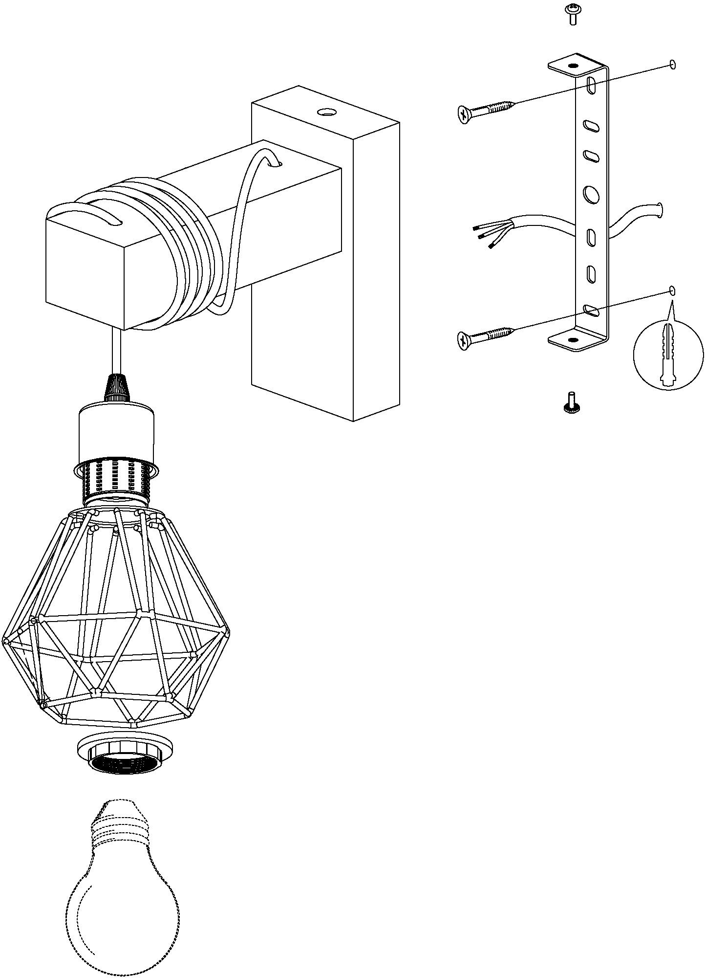 EGLO Wandleuchte »TOWNSHEND 5«, 1 flammig, Leuchtmittel E27 | ohne Leuchtmittel, Vintage Wandleuchte im Industrial Design, Retro Lampe Fassung: E27