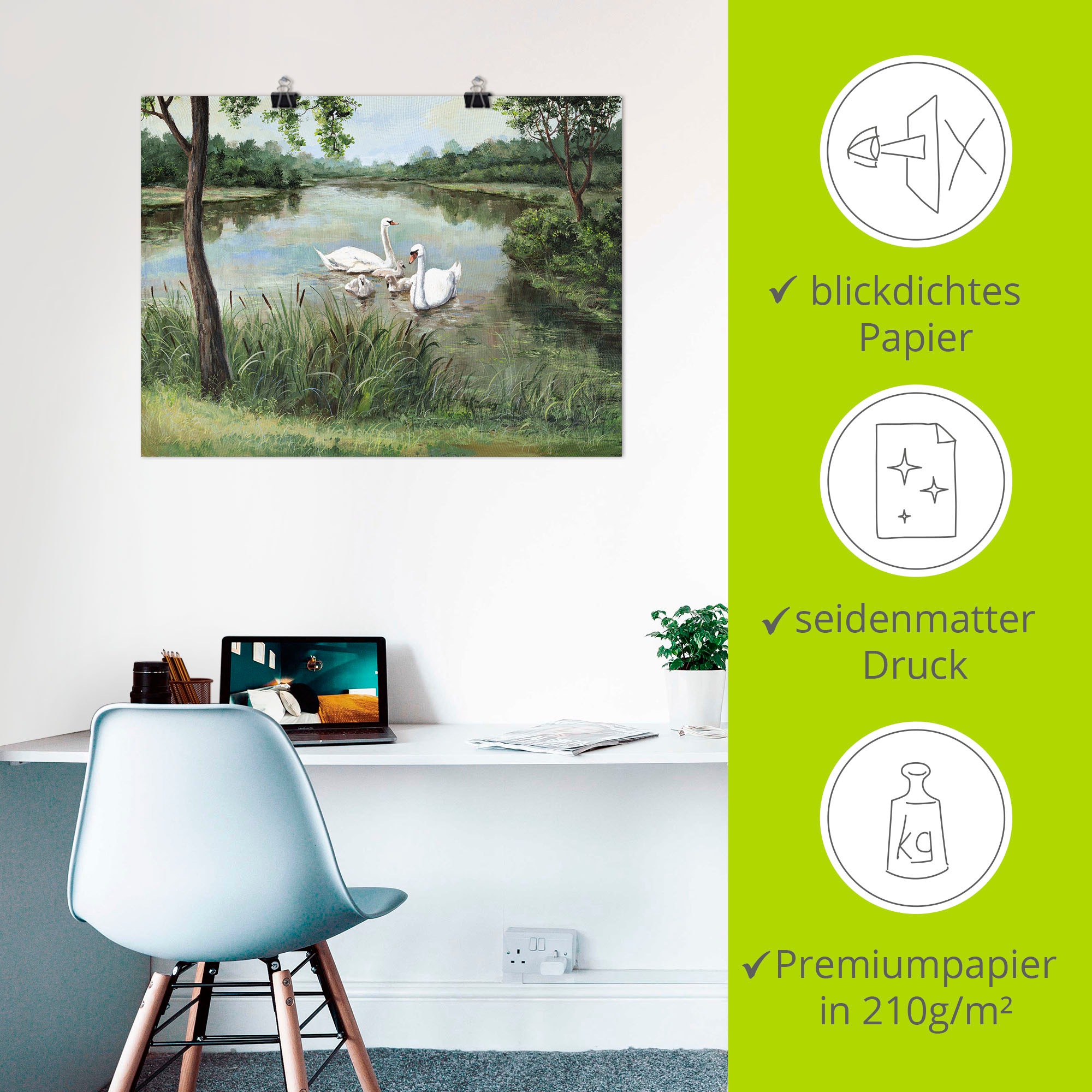 Artland Wandbild »Schwäne«, Vögel, (1 St.), als Alubild, Outdoorbild, Leinwandbild, Poster in verschied. Größen