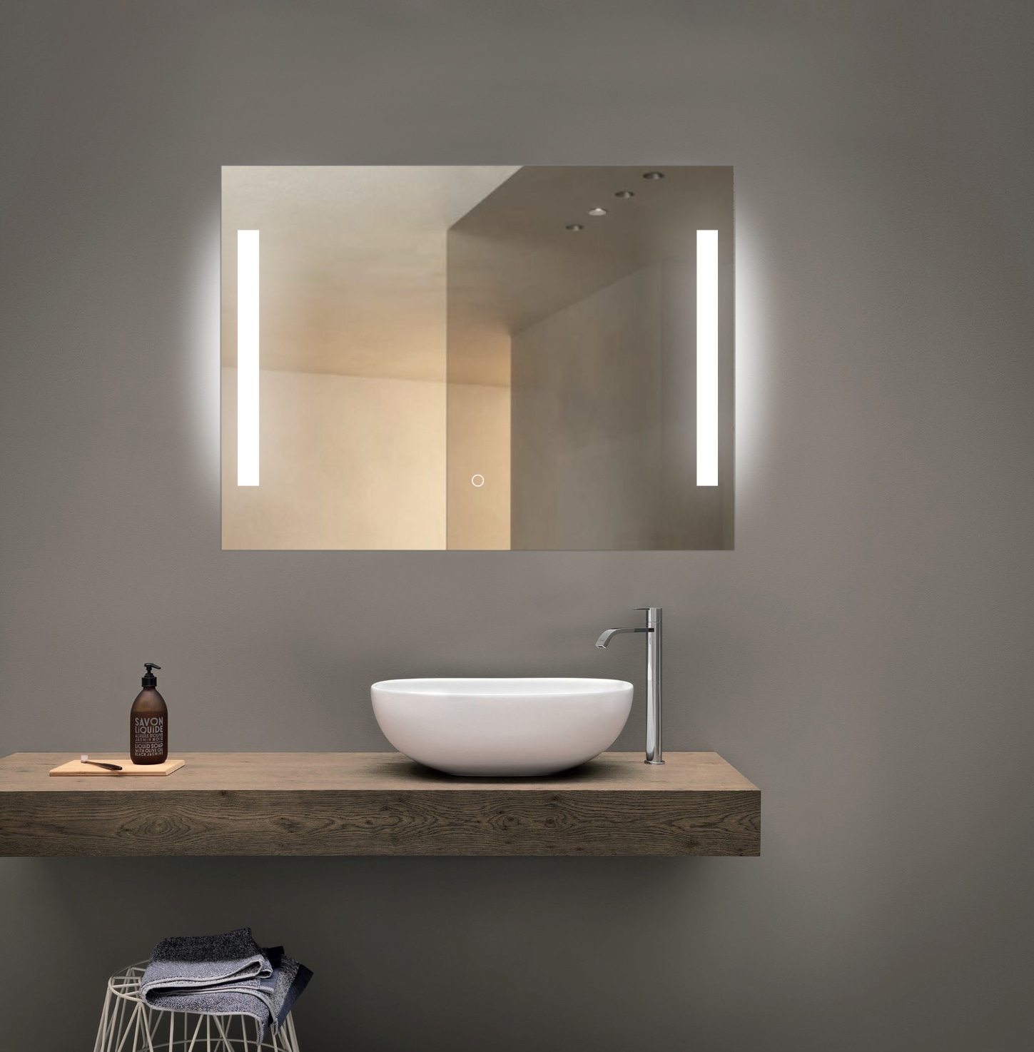 welltime LED-Lichtspiegel »Plaza« mit Lichtfarbenwechsler und Dimmschalter, in verschiedenen Größen