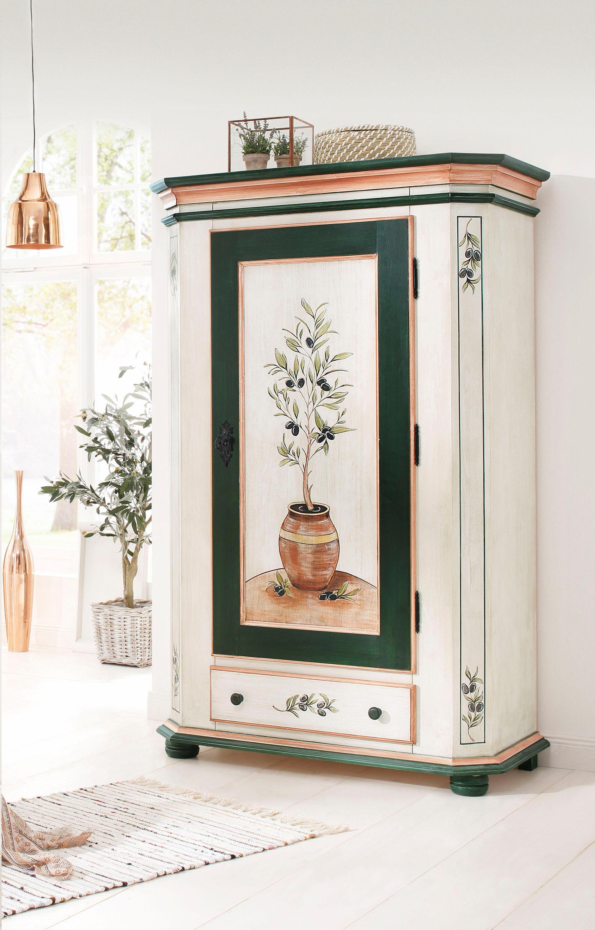 Premium collection by Home affaire Garderobenschrank »Olive«, mit schönen Ornamenten und einem besonderen handgemalten Olivenbaum auf der Türfront