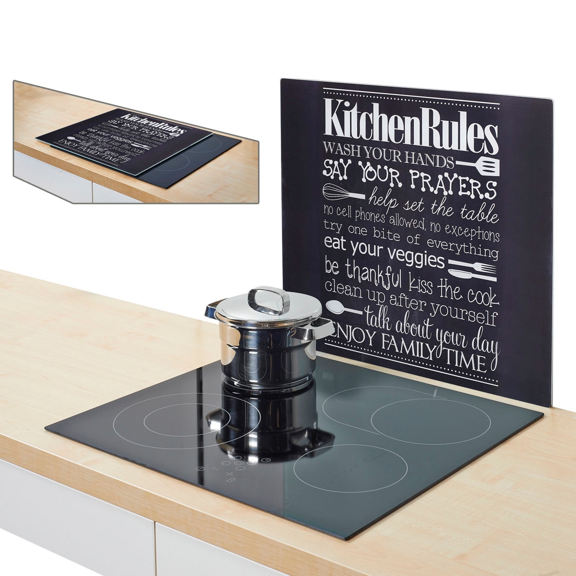Zeller Present Herdblende-/Abdeckplatte »Kitchen Rules« Klett & Flausch Befestigung,