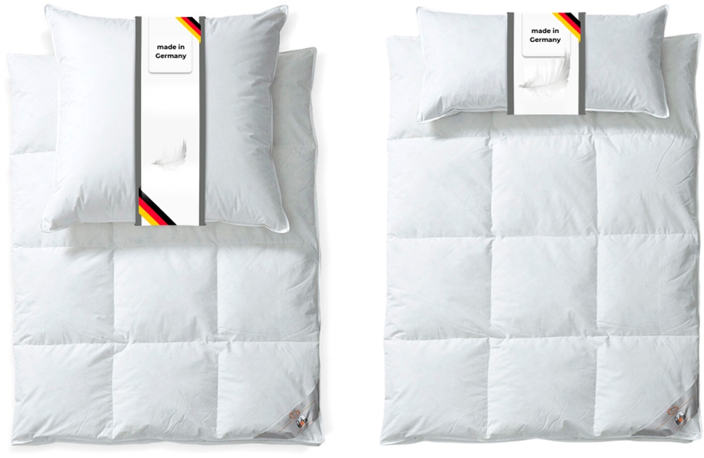 RIBECO Federbettdecke + Federkissen »Laram, 2-tlg. Naturprodukt zum TOP-Preis!« Decke mit Kissen, verschiedene Größen, Bettdecke 135x200, 155x220 cm